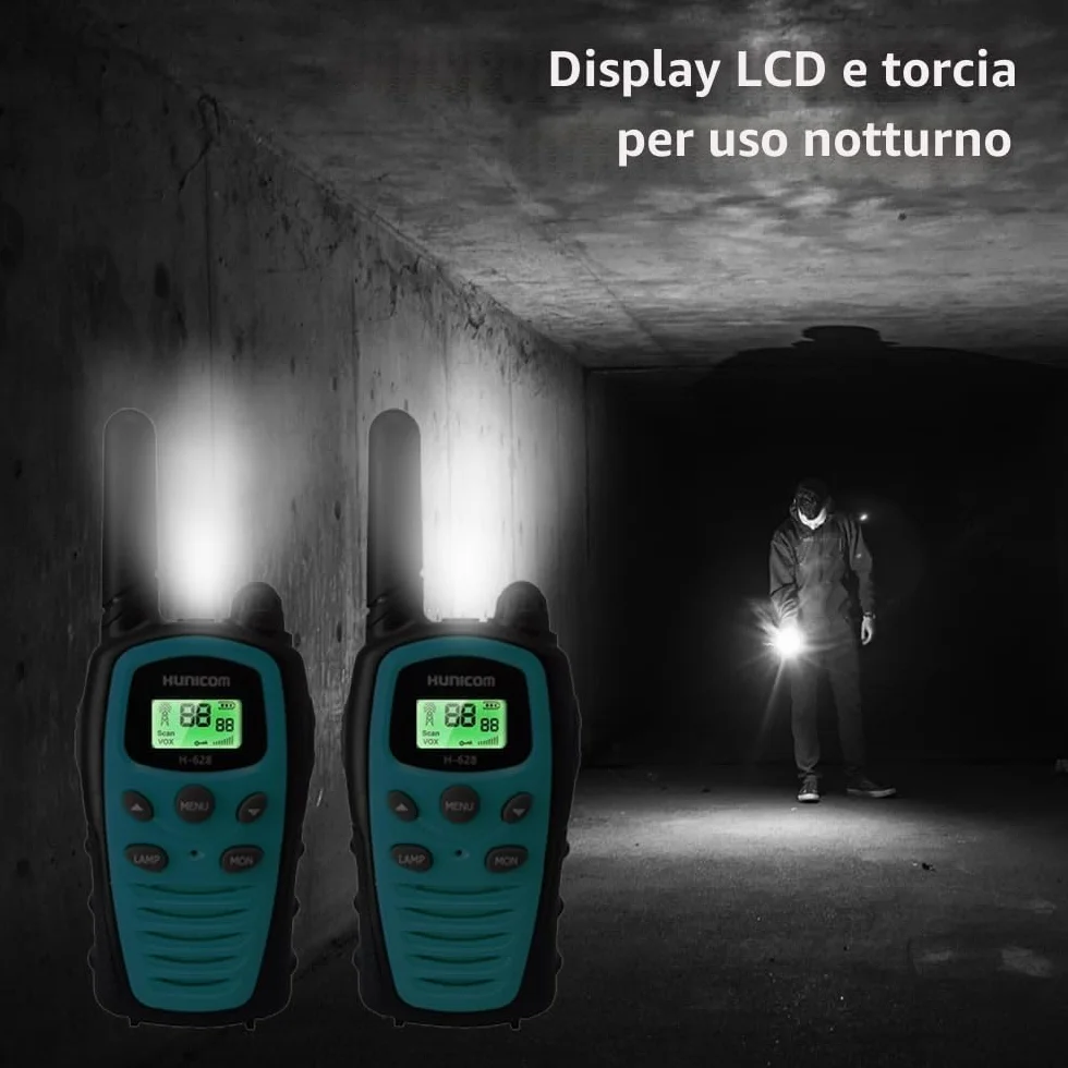 Walkie Talkie PMR VOX vivavoce 5 km LED retroilluminazione Blu