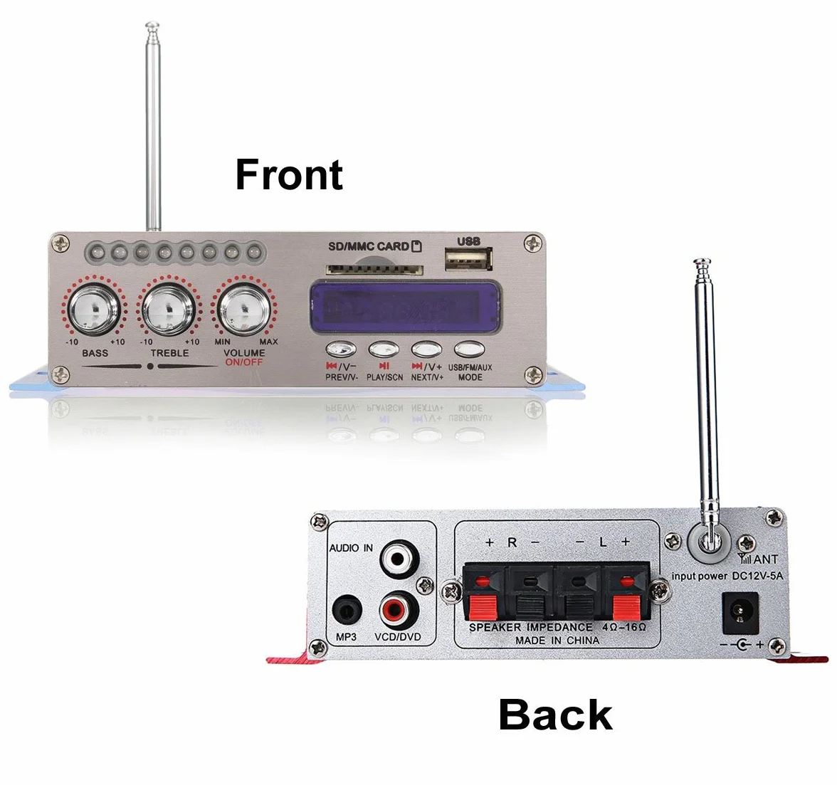 12V Hi-Fi Bluetooth stereo amplificatore audio digitale USB SD FM