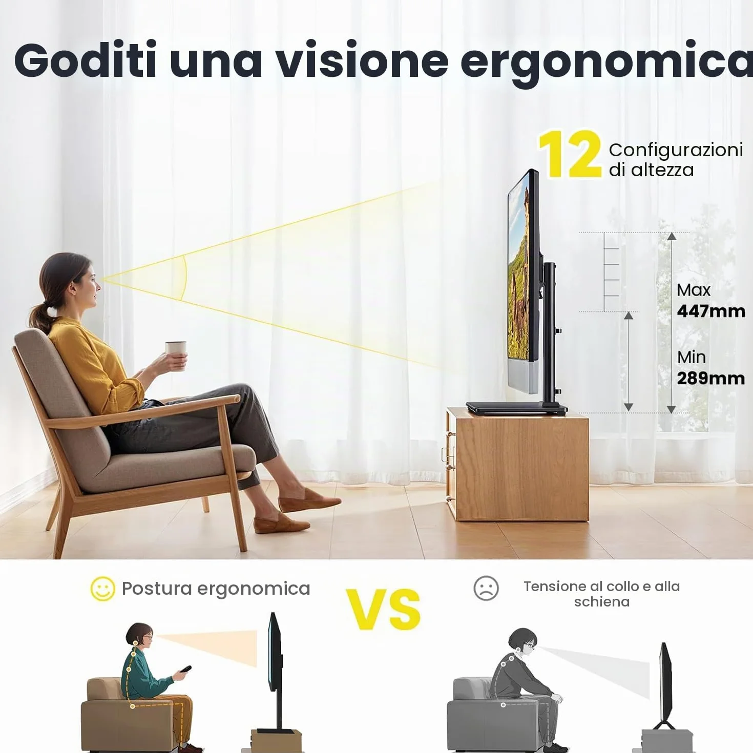AM alphamount Supporto universale per TV girevole 24-60 pollici VESA 400x400 mm 45kg