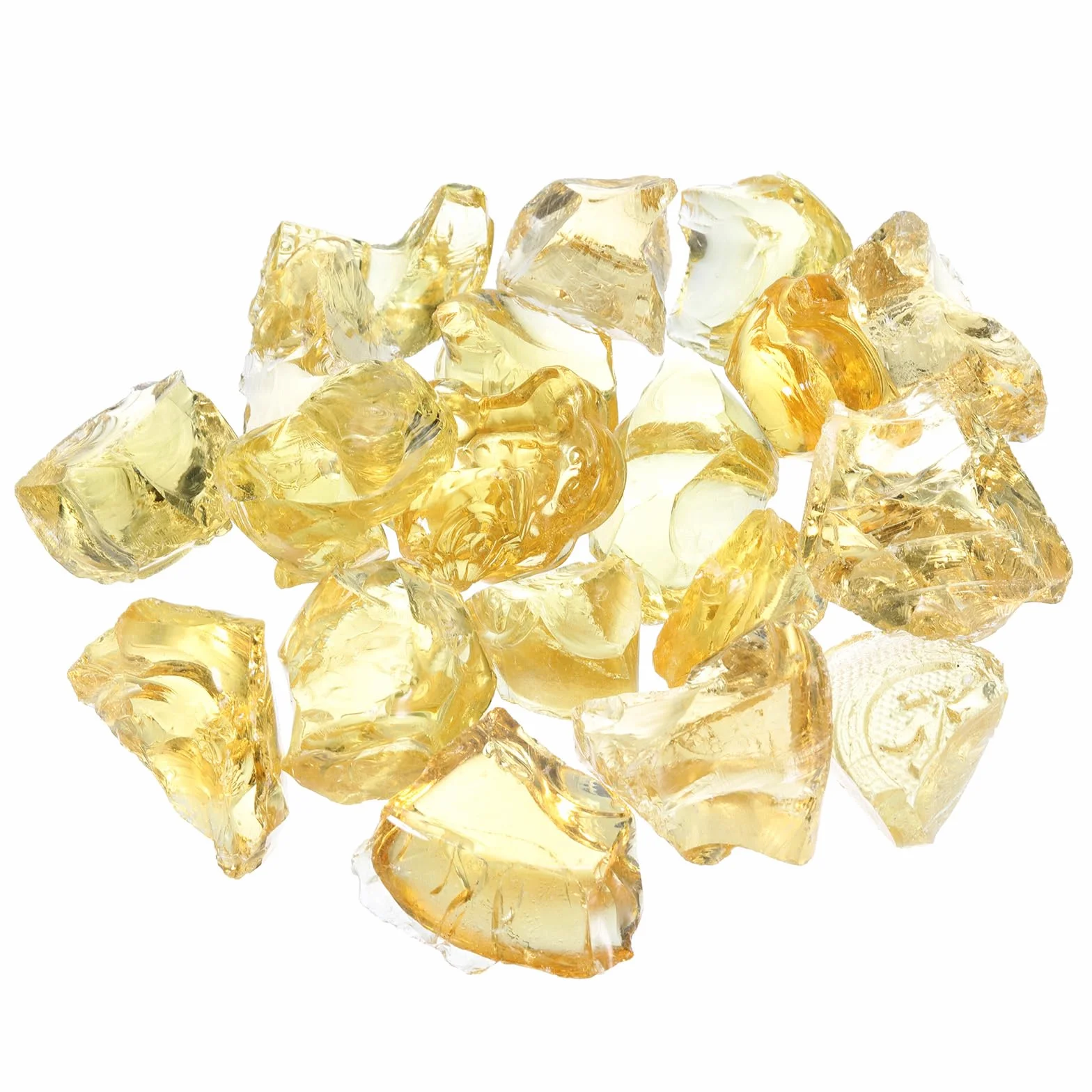 QUARKZMAN Fuoco Vetro per Fuoco Fossa 2-3cm(1/9") Alta Lucente Riflettente Vetro Rocce per Naturale O Propano Caminetto Sicuro per Aperto e Interno Fuoco Fossa Vetro Giallo