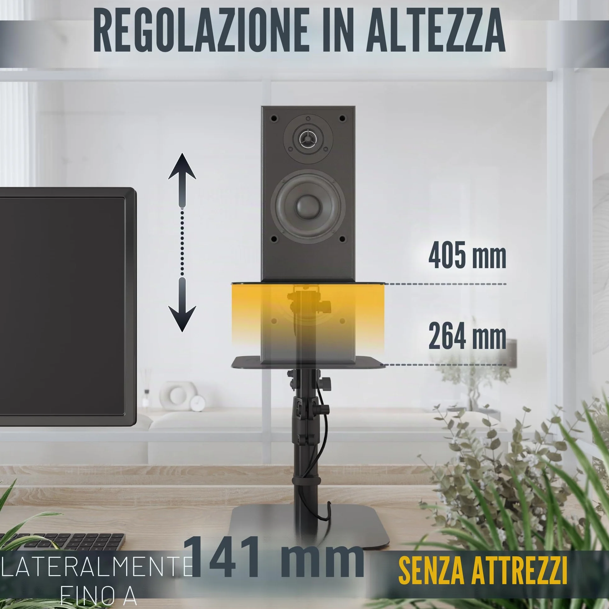 RICOO Supporto per Altoparlanti LH069-T Universale da Terra Set da 2, Nero