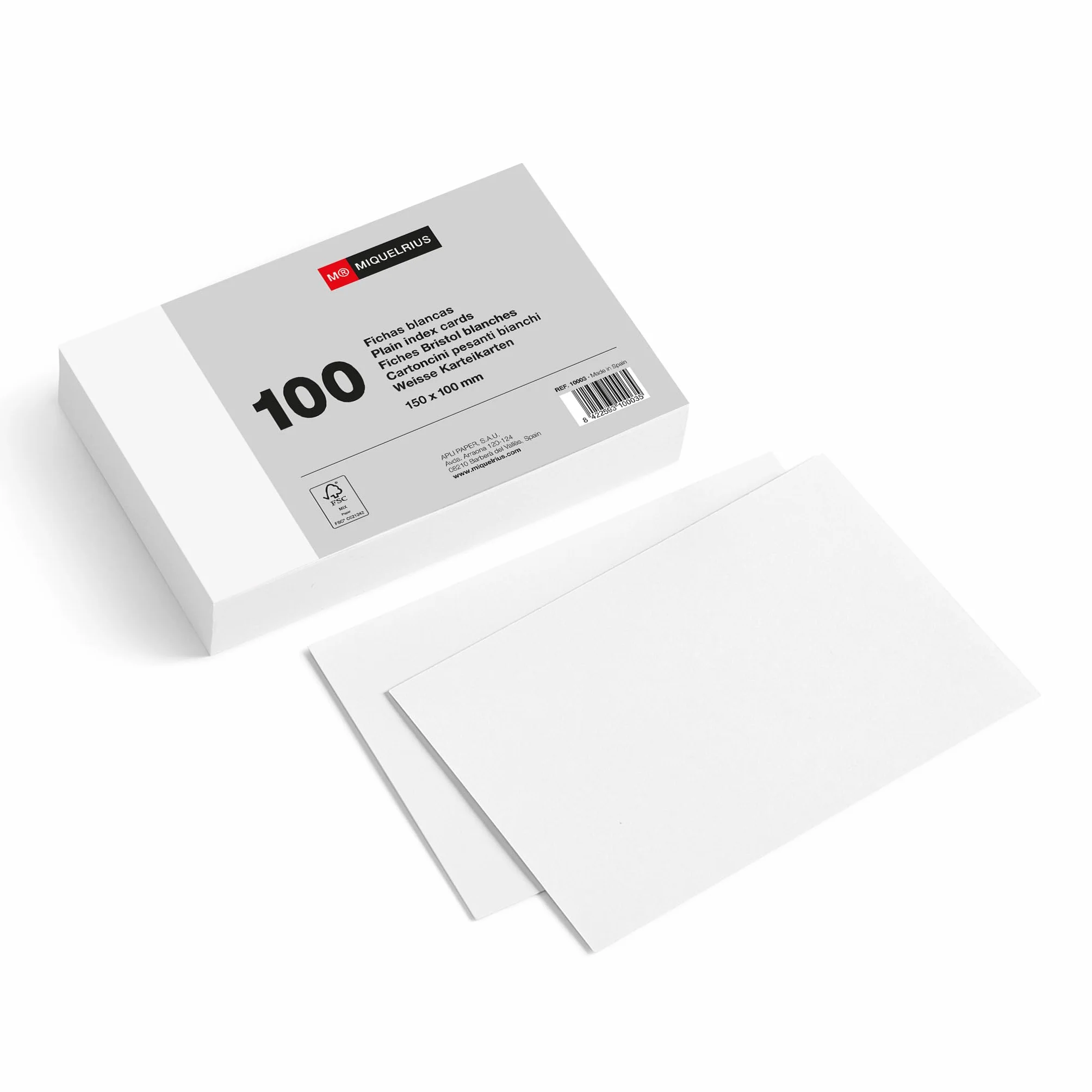 Miquelrius Flashcards 100 Schede di Studio Bianco 150 x 100 mm Cartoncino 200 g/m² Materiale Scolastico