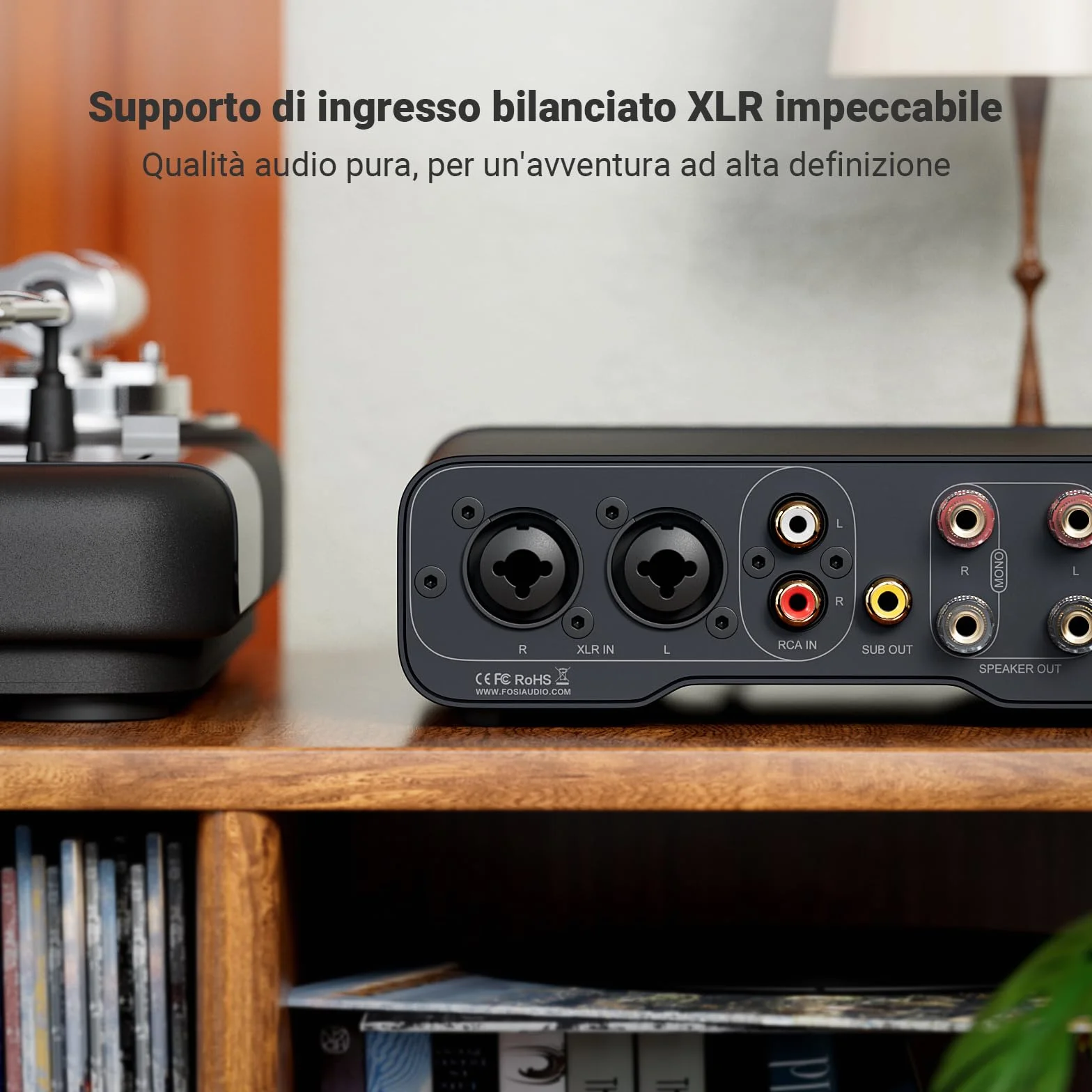 Fosi Audio ZA3 Amplificatore HiFi Stereo/Mono Bilanciato, Mini Amplificatore Audio Monoblocco, XLR RCA 12V Trigger-in, Alimentatore 48V/5A