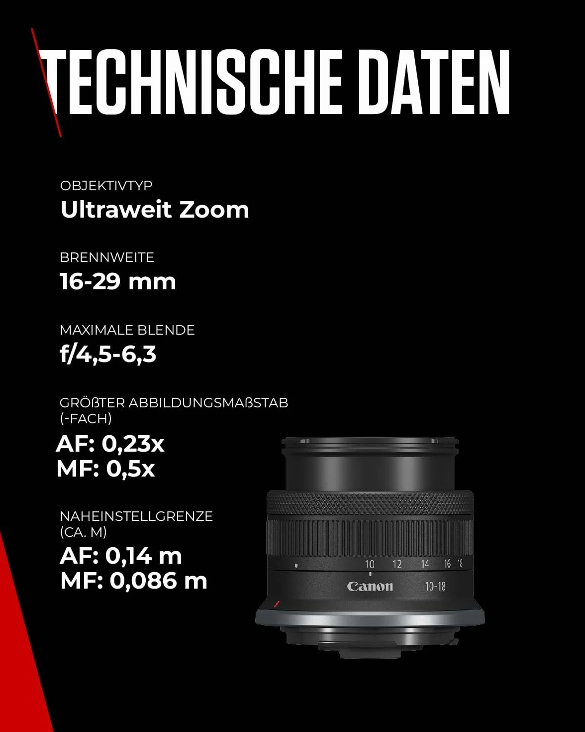 Canon Obiettivo RF-S 10-18mm F4.5-6.3 IS STM Zoom Ultra-Grandangolare con Stabilizzatore 4 Stop per EOS R