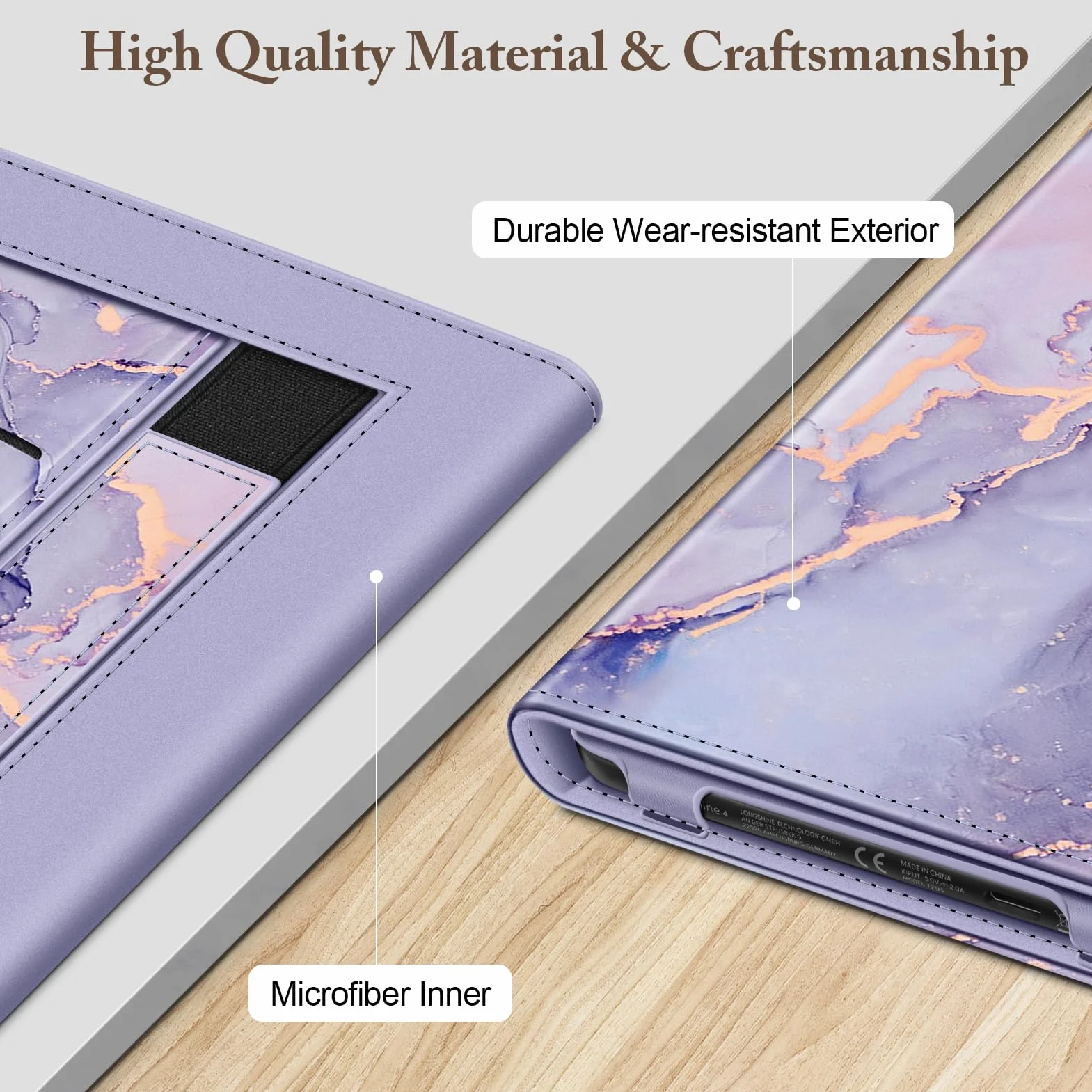 FINTIE Custodia Kobo Clara Colour 2024 Clara BW 2024 2E 2022 eReader Stand Cover Protettiva Case Card Slot Hand Strap Auto Sveglia Sonno Lilla Marble
