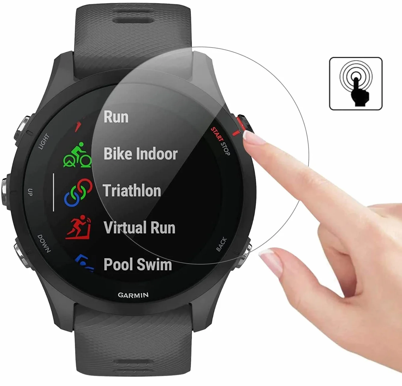 PHONILLICO Vetro temperato per Garmin Forerunner 255 / 255 Music [Set di 2] [40mm] Pellicola proteggi schermo anti graffio