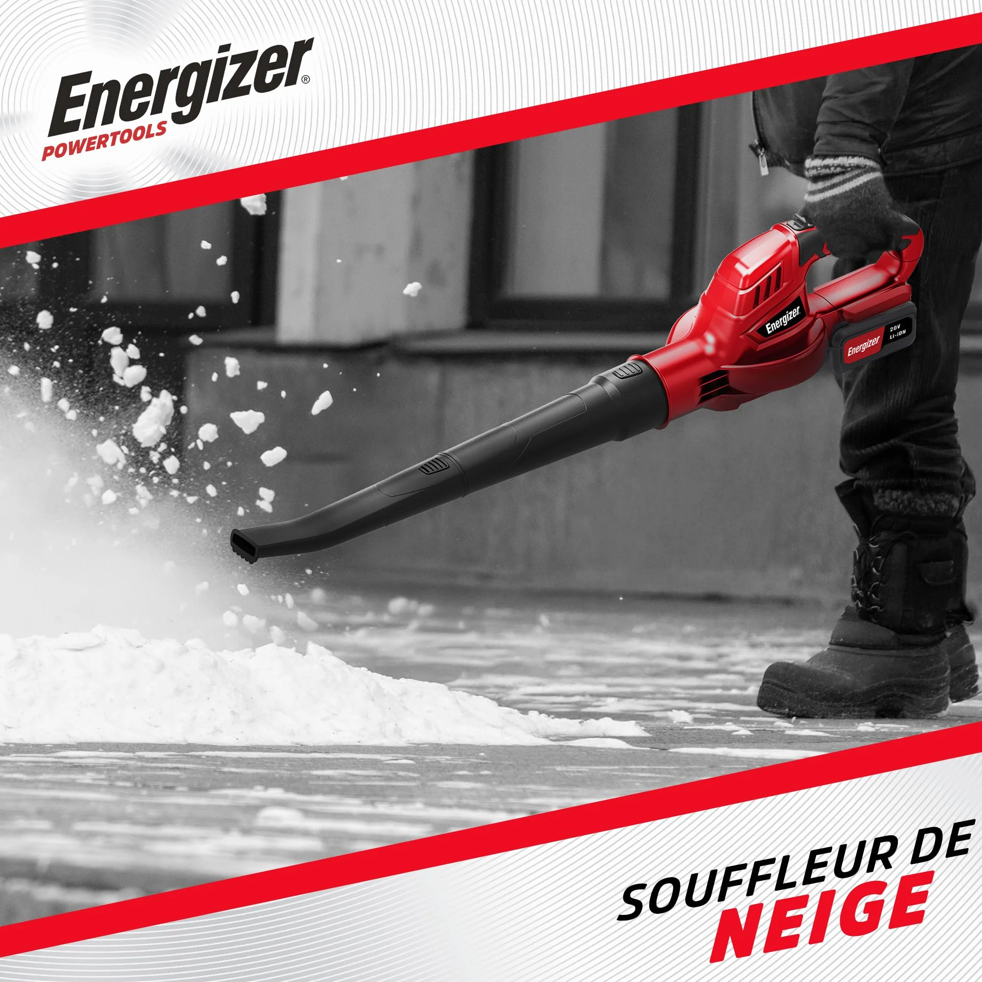 Energizer Soffiatore di foglie senza fili 20 V, velocità aria 210 km/h, portata 5000 l/min, motore 13000 RPM, leggero 1,2 kg, batteria 20 V e caricabatterie inclusi