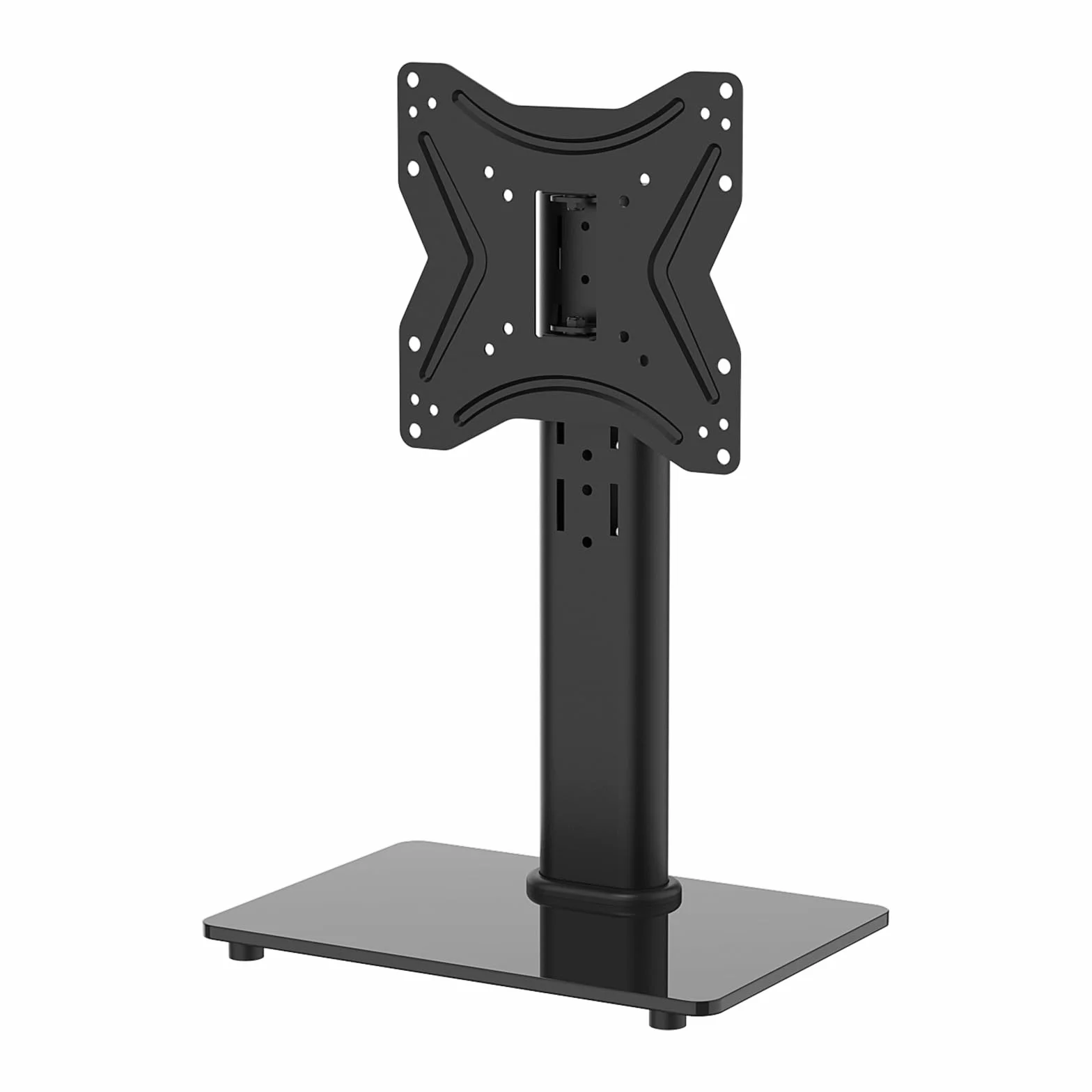 GRIFEMA GB1005-2 Supporto TV da Tavolo 17-43 Pollici Girevole Regolabile in Altezza Base in Vetro Temperato Fino a 30 kg Vesa 200x200mm
