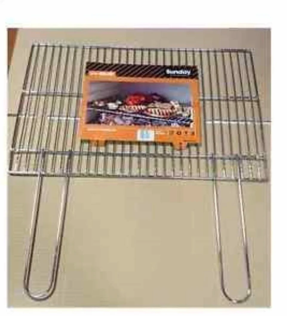 Griglia Per Barbecue Cromata 60x40 Manici Pieghevoli Mcz