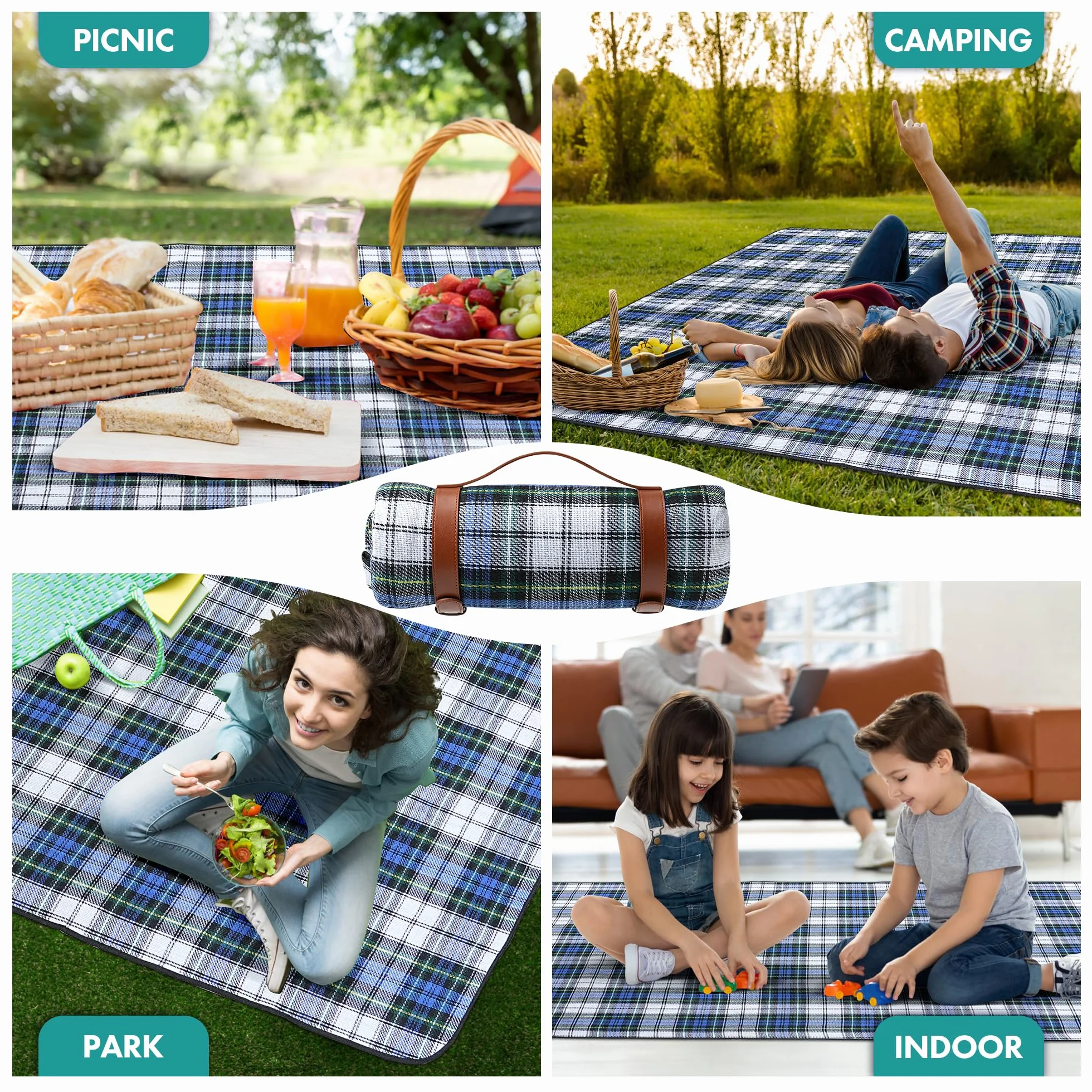 TRIXES Coperta da picnic XL impermeabile con maniglia per trasporto