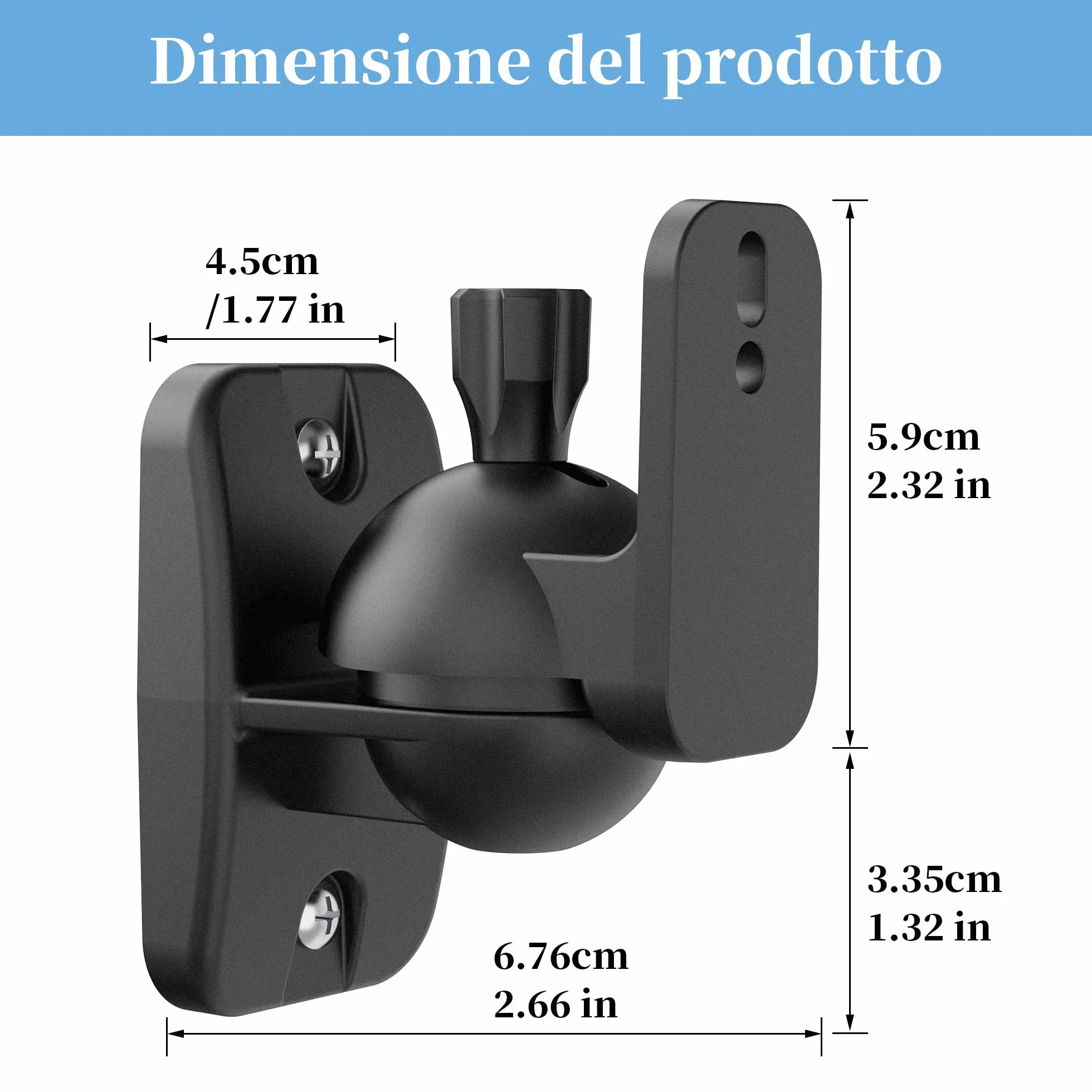 Cozycase Coppia Supporti da Parete per Altoparlanti 2 pezzi Girevoli Inclinabili Staffe per Casse a parete fino a 3,5 kg Nero