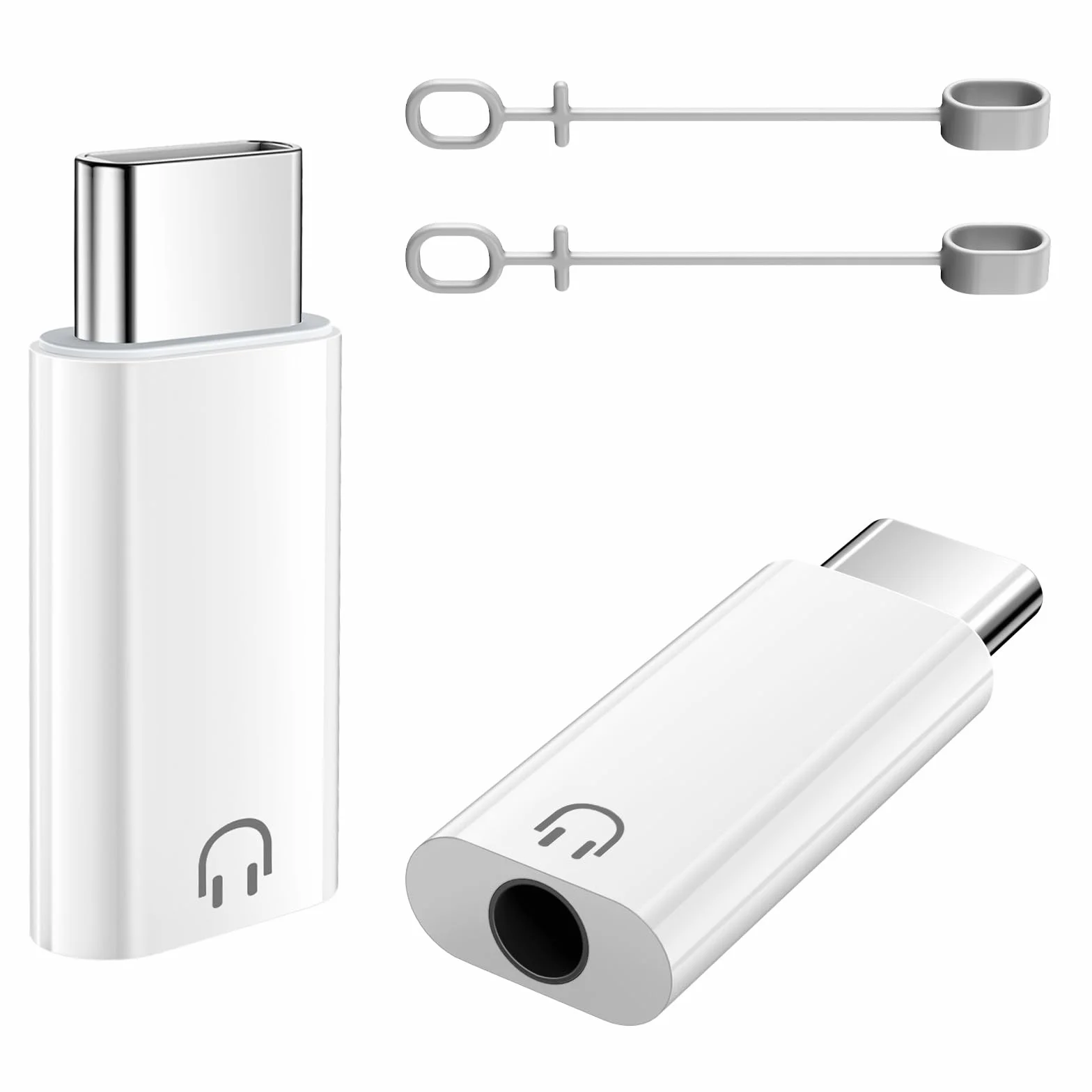 TiMOVO Adattatore da USB C a Cuffie Audio da 3,5 mm, Tipo C a Jack Aux con Anello Anti-Perdita, Bianco