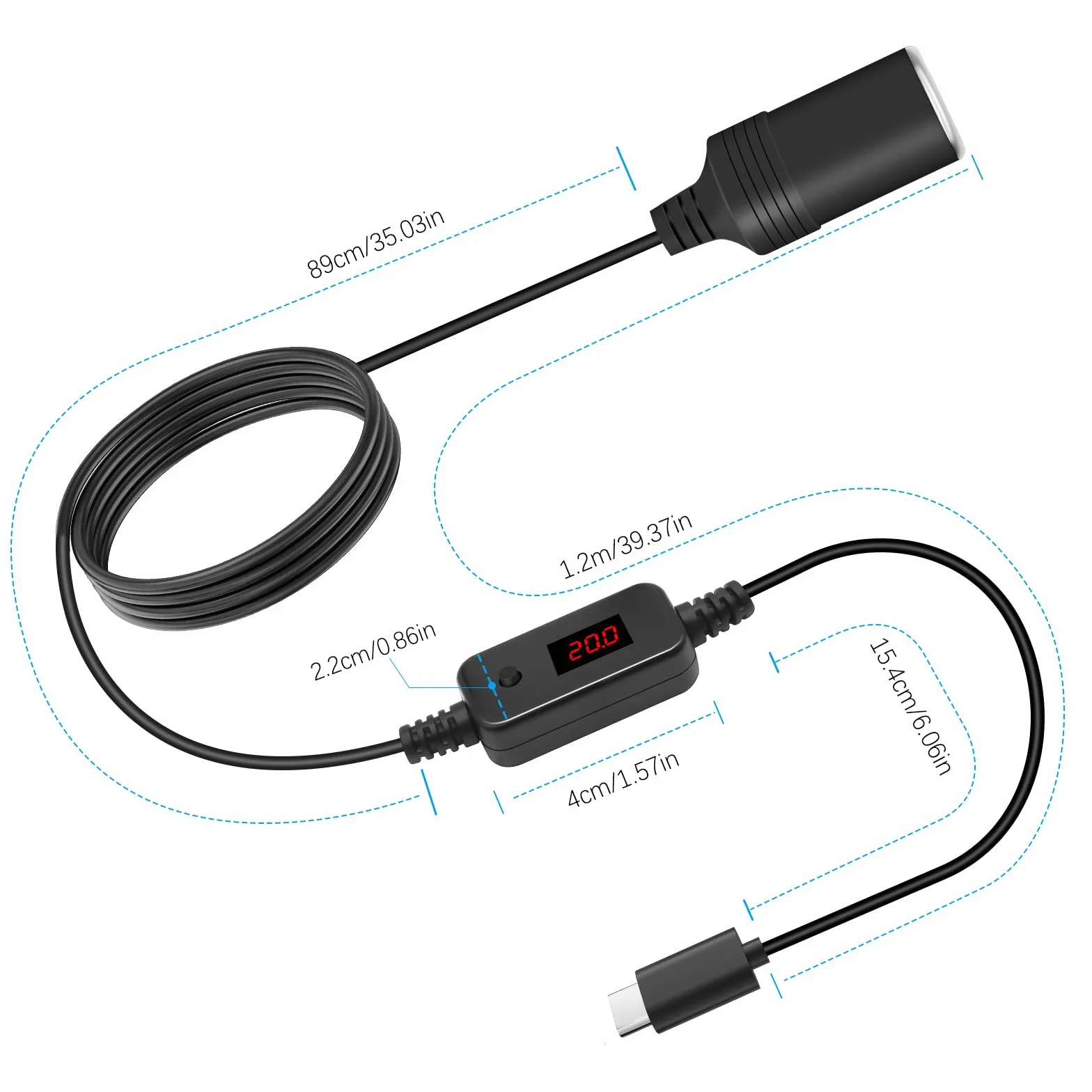 Adapter USB C 12V 60W do Auta, Dashcam, GPS