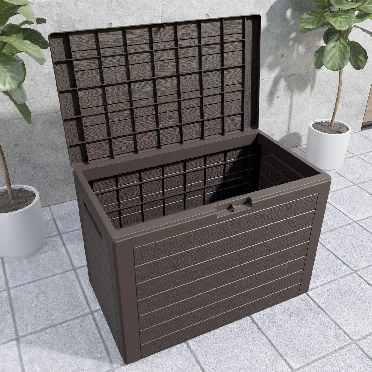 Casaria® Baule da Giardino Lille 190 L Effetto Legno Orgenizer Box Giocattoli 78x44x55cm Multibox Impermeabile Esterni