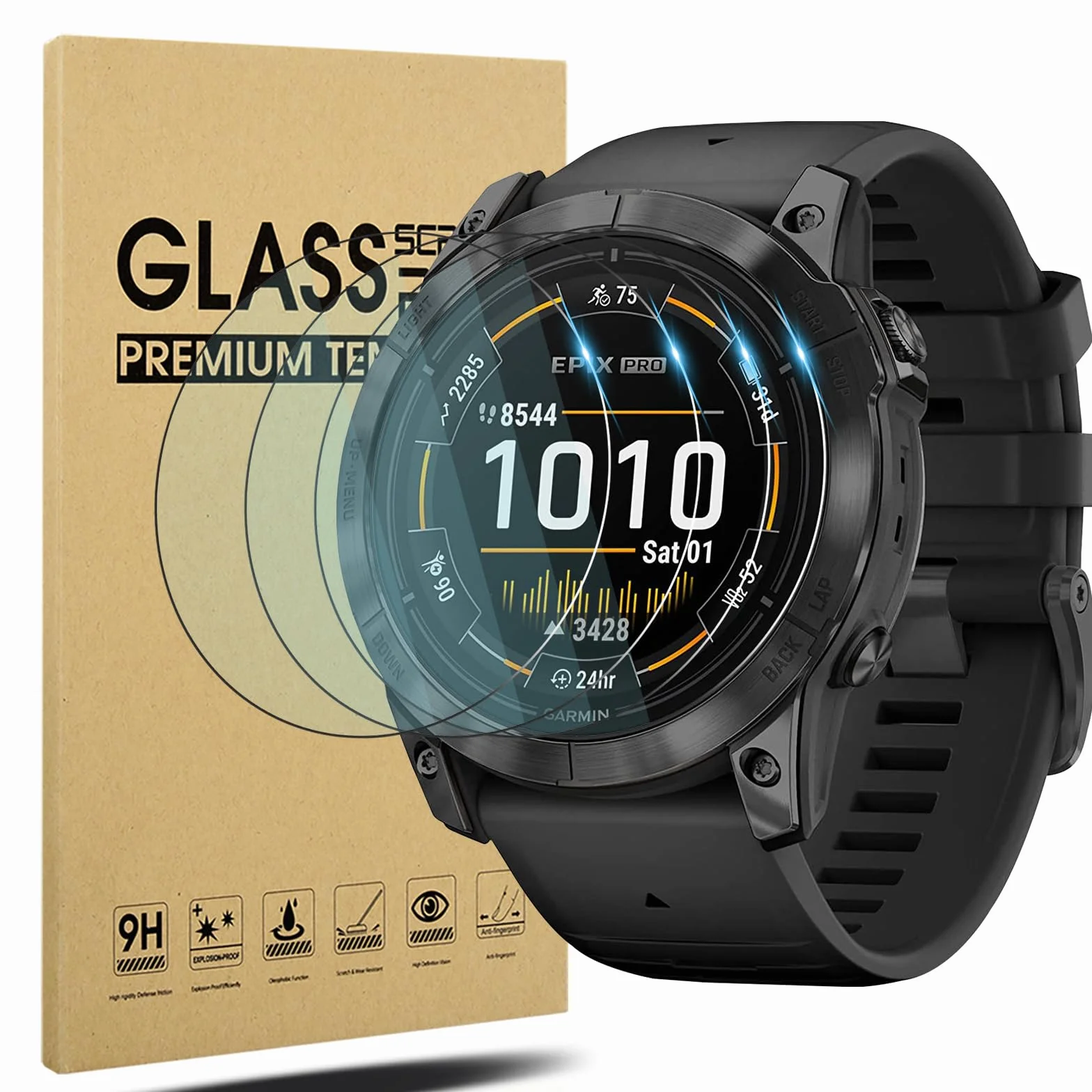 Diruite Pellicola Protettiva Vetro Temperato per Garmin Epix Pro 51mm HD Antigraffio
