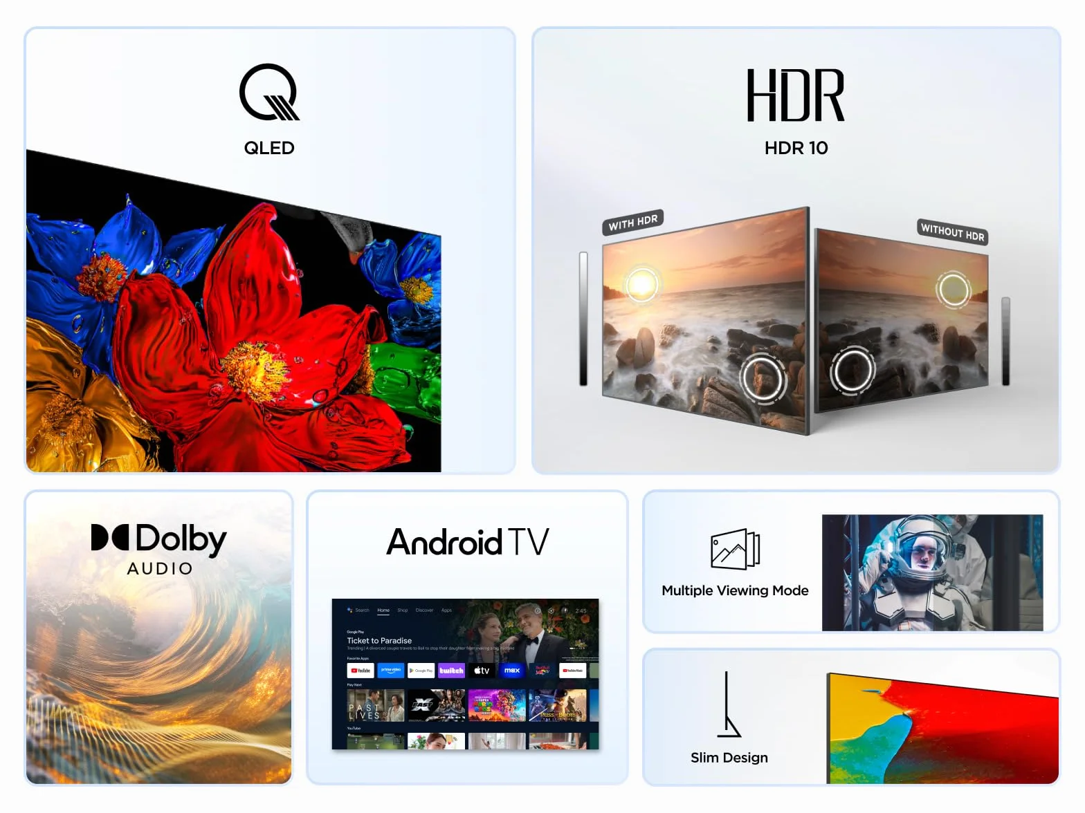 TCL 32V4C 32" HD Smart QLED Direct LED Android TV HDR Google Cast Google Home Design Delgado