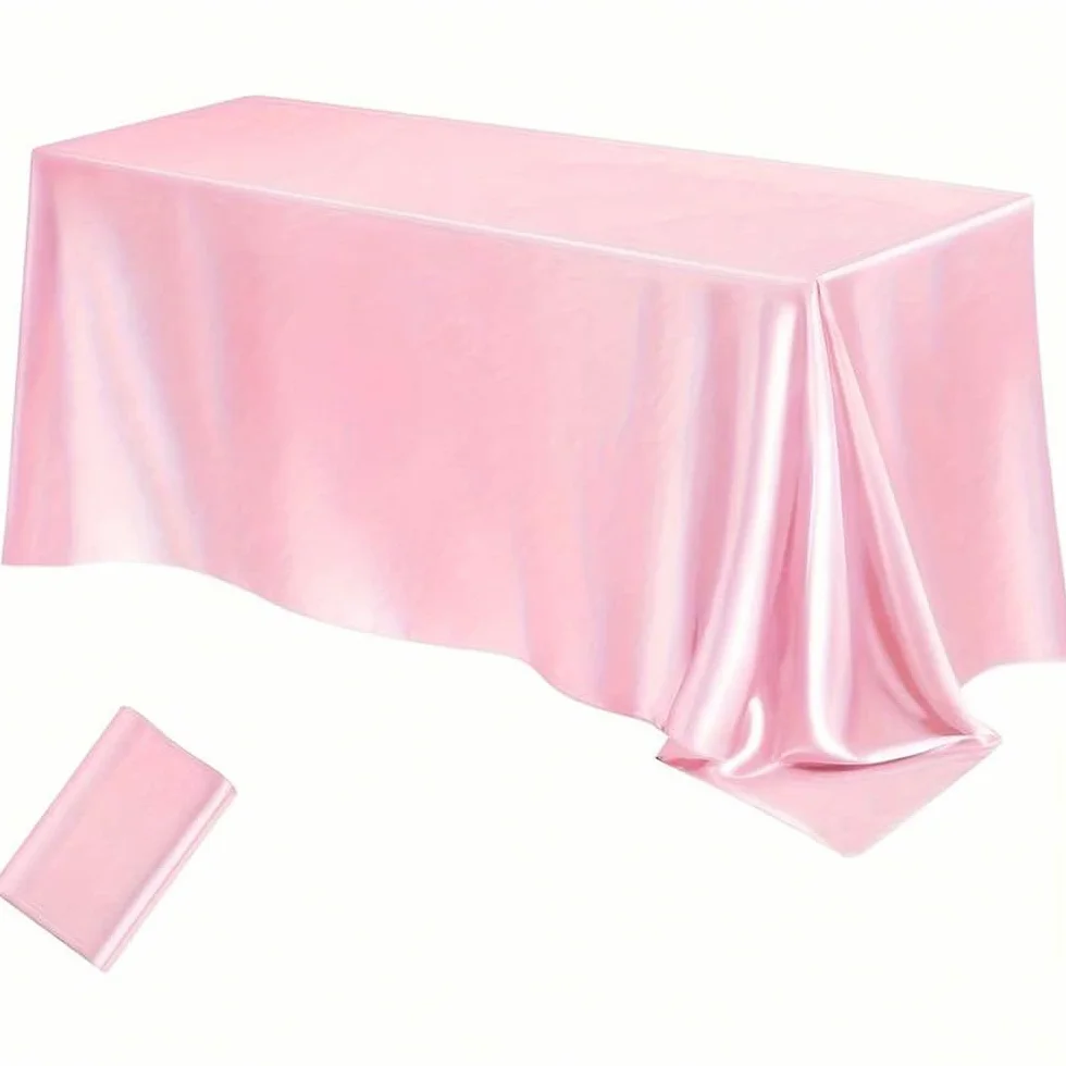 Tovaglia di Raso Rettangolare 140 cm x 3 mt Rosa per Banchetto Elegante FESTIVITÀ