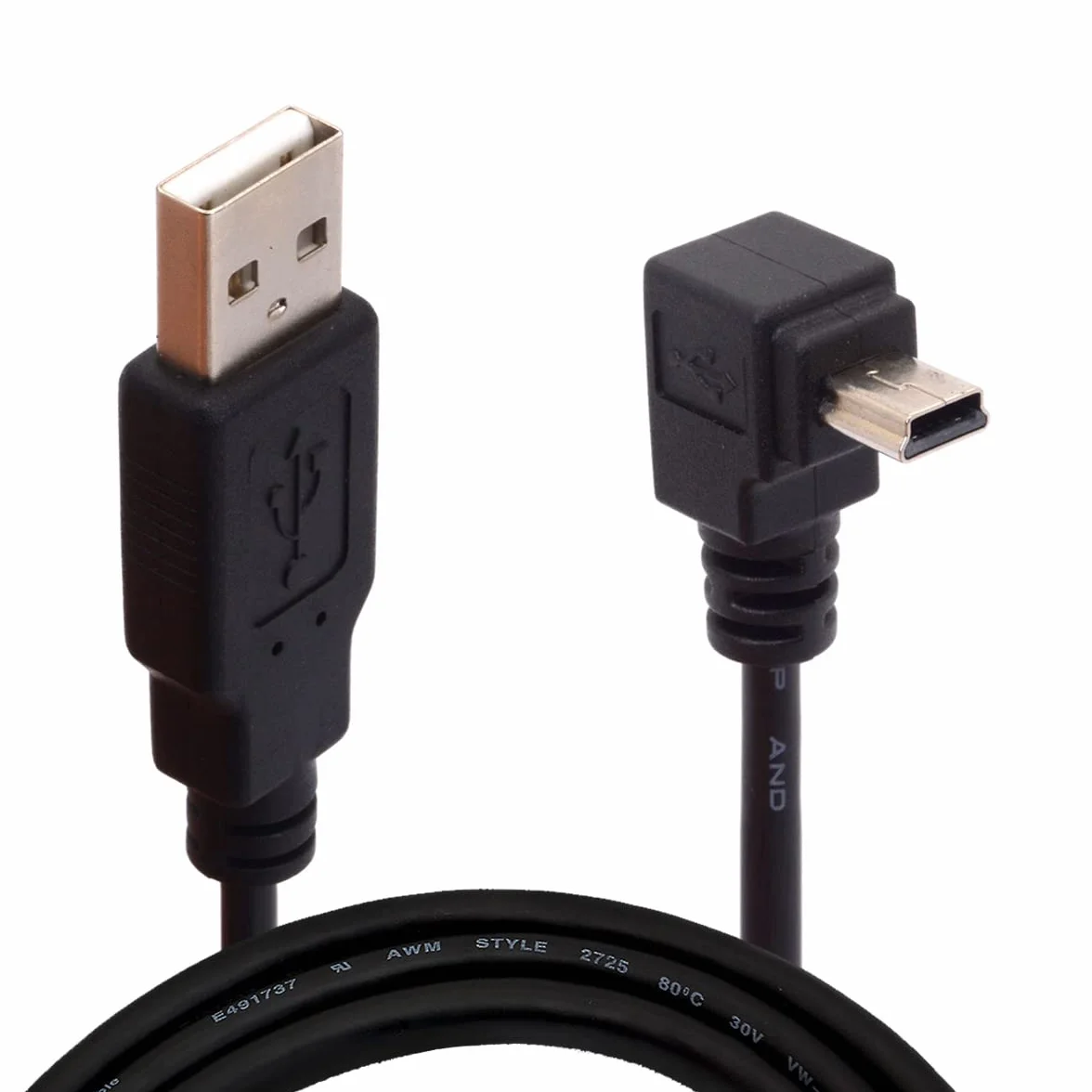 Cavo USB 2.0 A maschio ad angolo mini 5P 90 gradi 1,5 m per Garmin Dash Cam Navigatore GPS DVR