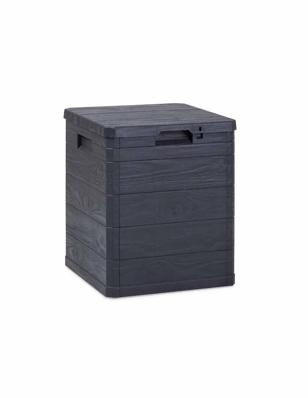 MA MAISON Bauletto Multibox da Giardino 90 Litri Effetto Simil Legno Contenitore Stoccaggio in Resina Antracite 42,5x44x50h cm da Esterno da Interno Resistente ai Raggi Uv - Made in Italy