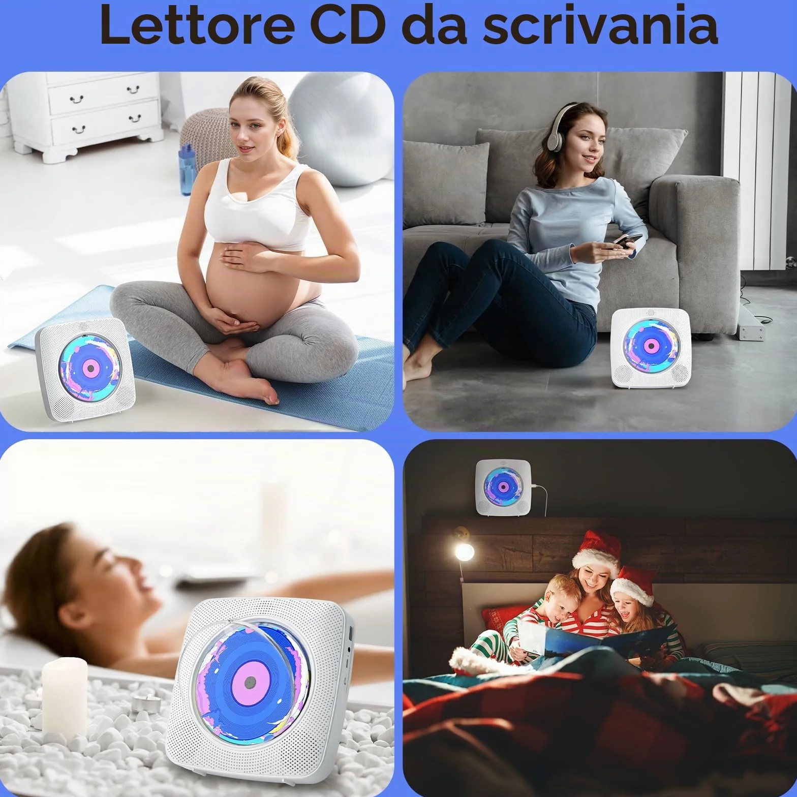 Lettore CD Portatile Bluetooth Kegaudio con Altoparlante USB/AUX Presa per Cuffie Bianco