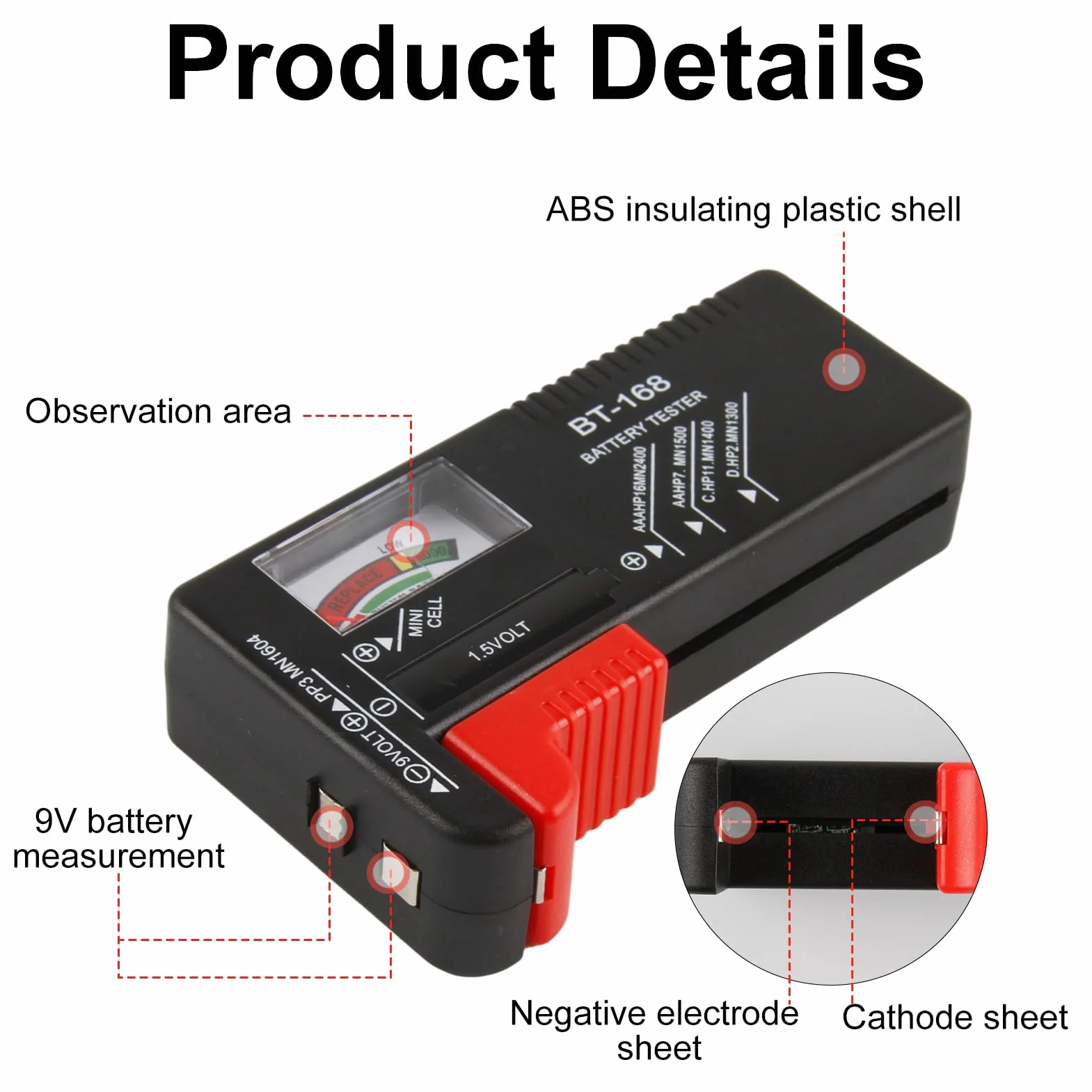 Tester Batteria Universale Misuratore Preciso Per AA AAA C D 9V Pile Bottone 1,5V Controllo Carica