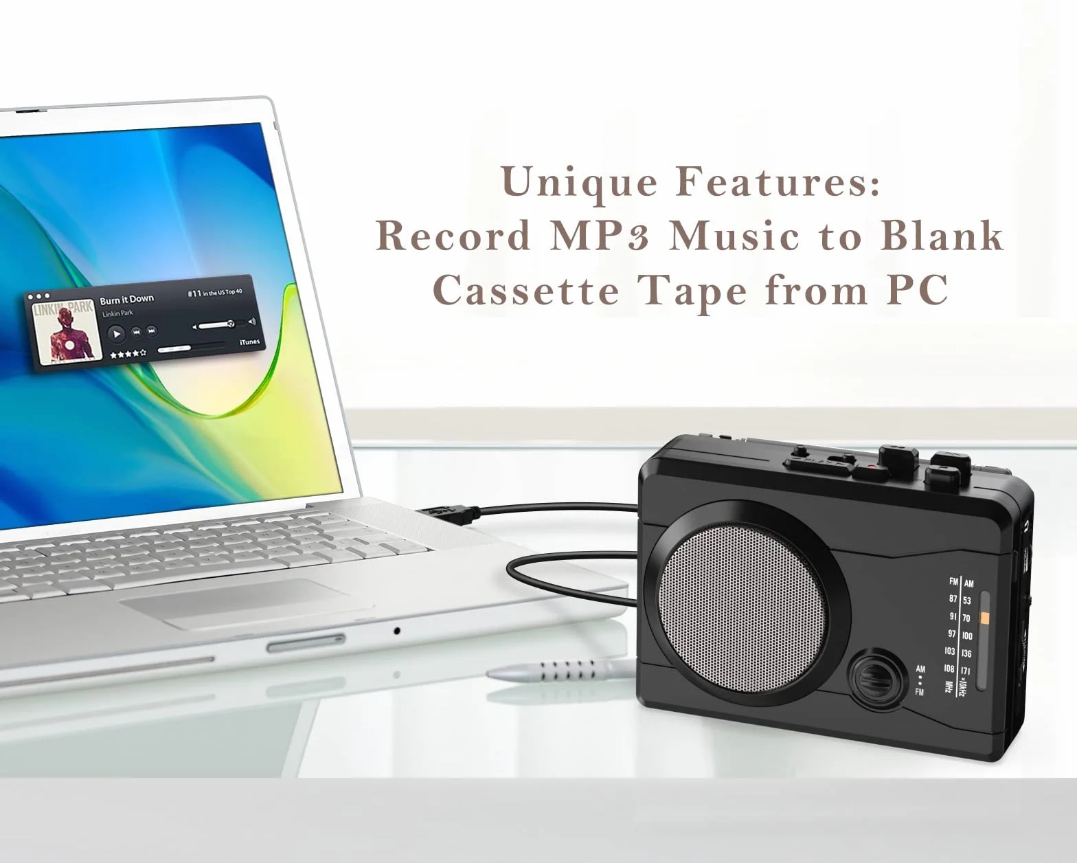 DIGITNOW! Lettore di cassette USB Registratore audio con altoparlante convertitore MP3