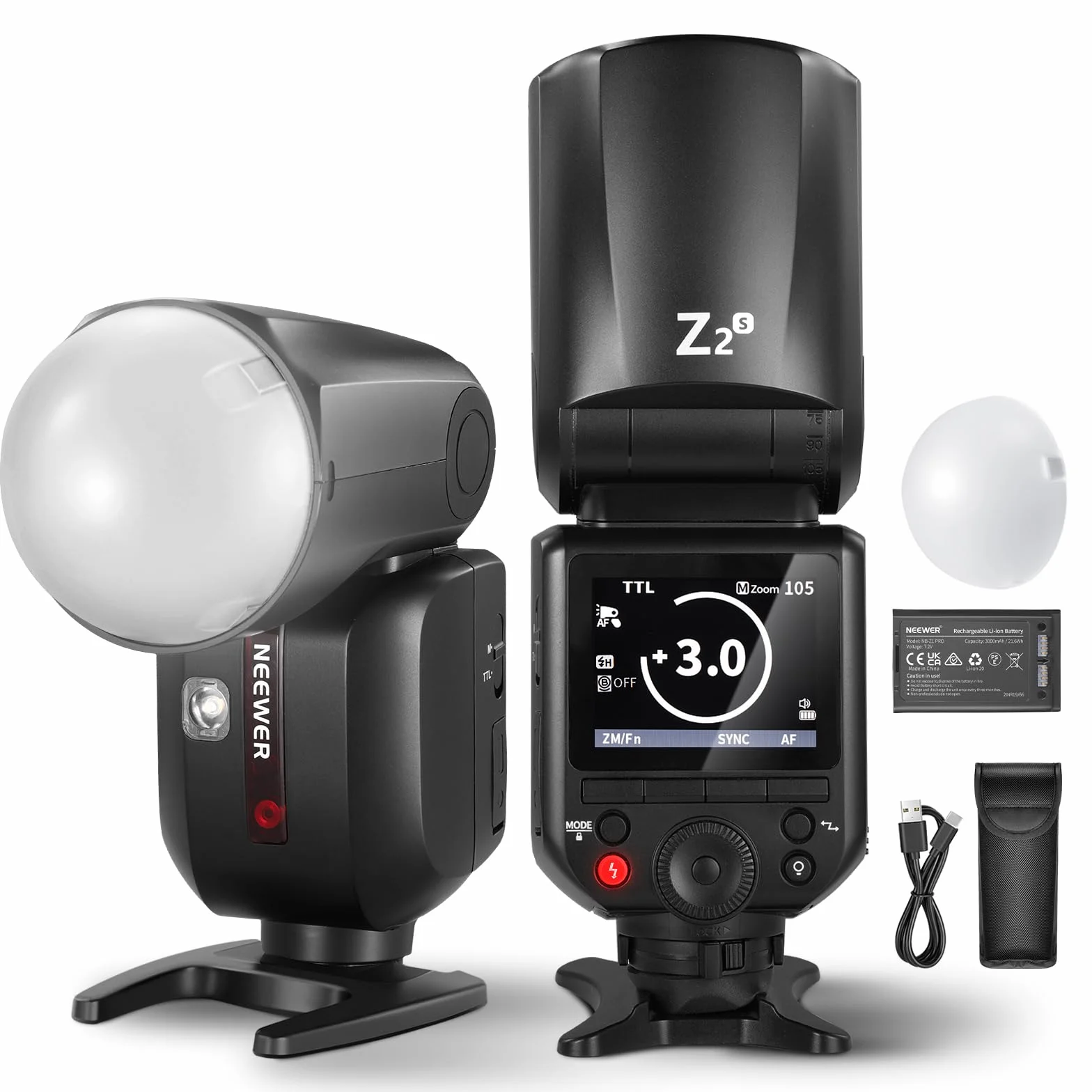 NEEWER Z2-S 2.4G TTL Flash Speedlite con Testa Rotonda 76Ws HSS 1/8000s Compatibile con Sony e Godox