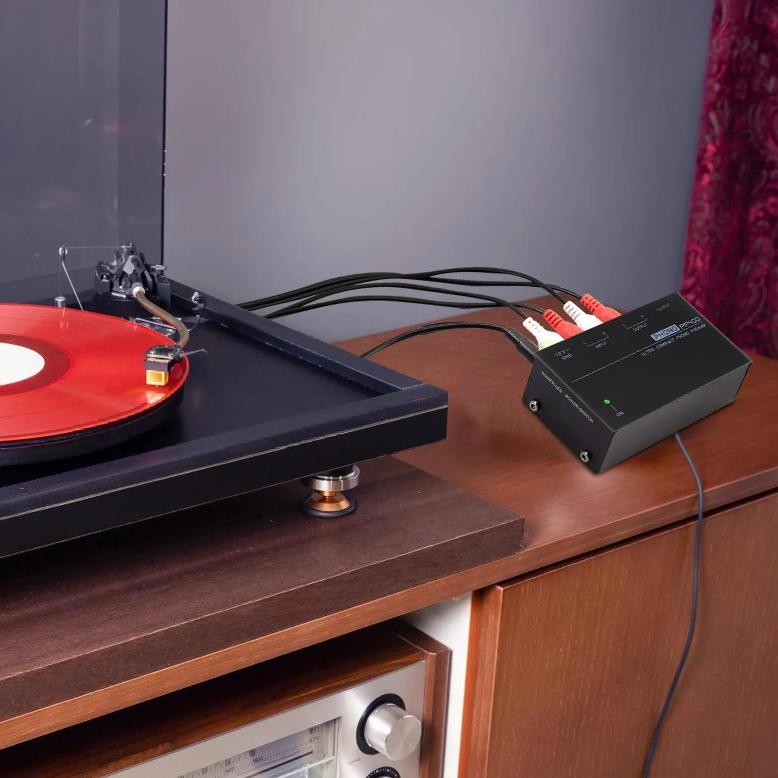 Nizirioo audiofilo M/M Phono preamplificatore con interruttore accensione 12V 1A RCA input output per giradischi