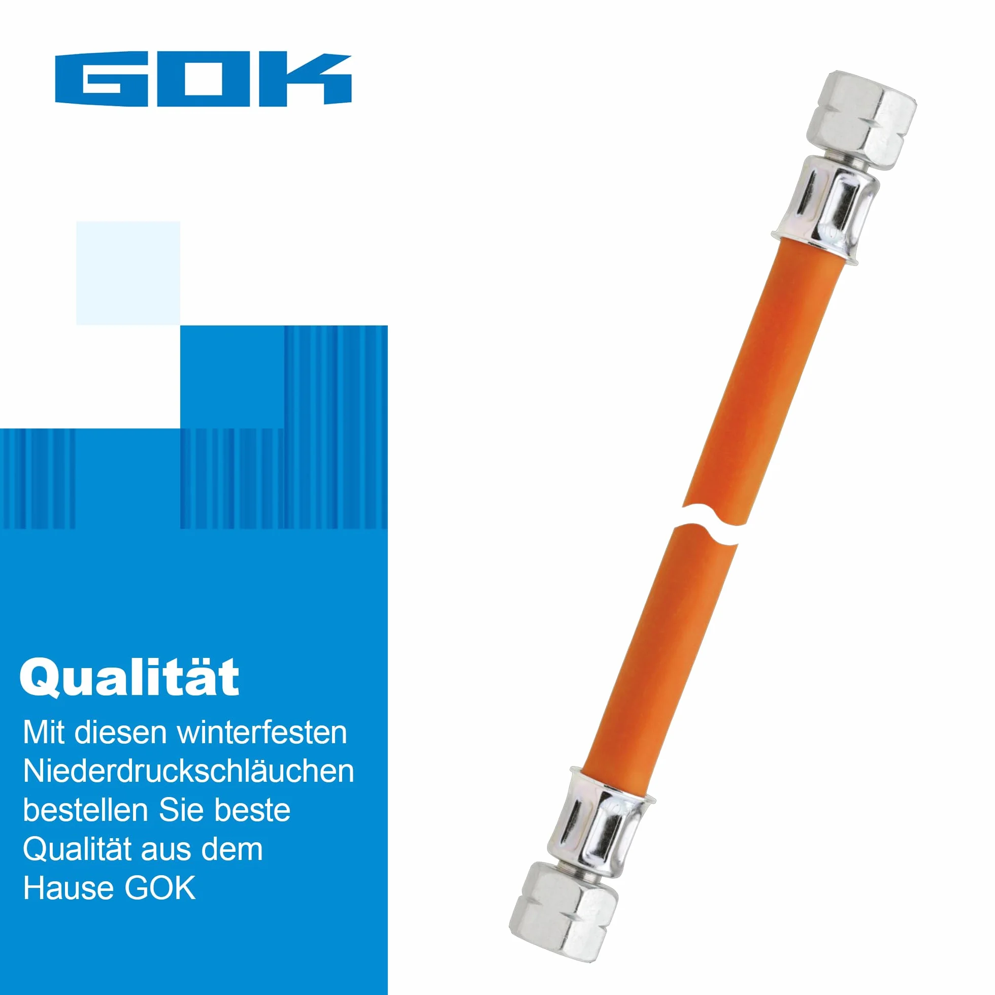 GOK Tubo del gas da 40 cm, 2 x 1/4", filettatura sinistra fino a -30 °C propano