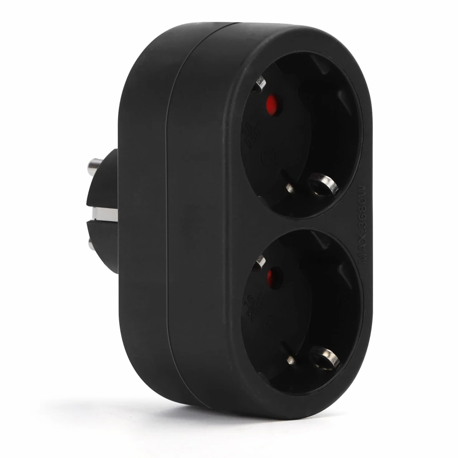 Aigostar Presa Doppia Adattatore Schuko con Protezione Bambini 16A Nero