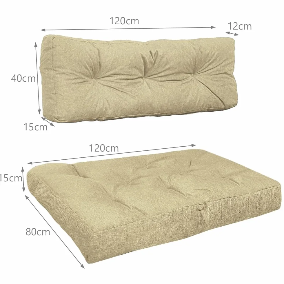 VOUNOT® Pallet Cushion Set Impermeabile 120x80 120x40 Beige