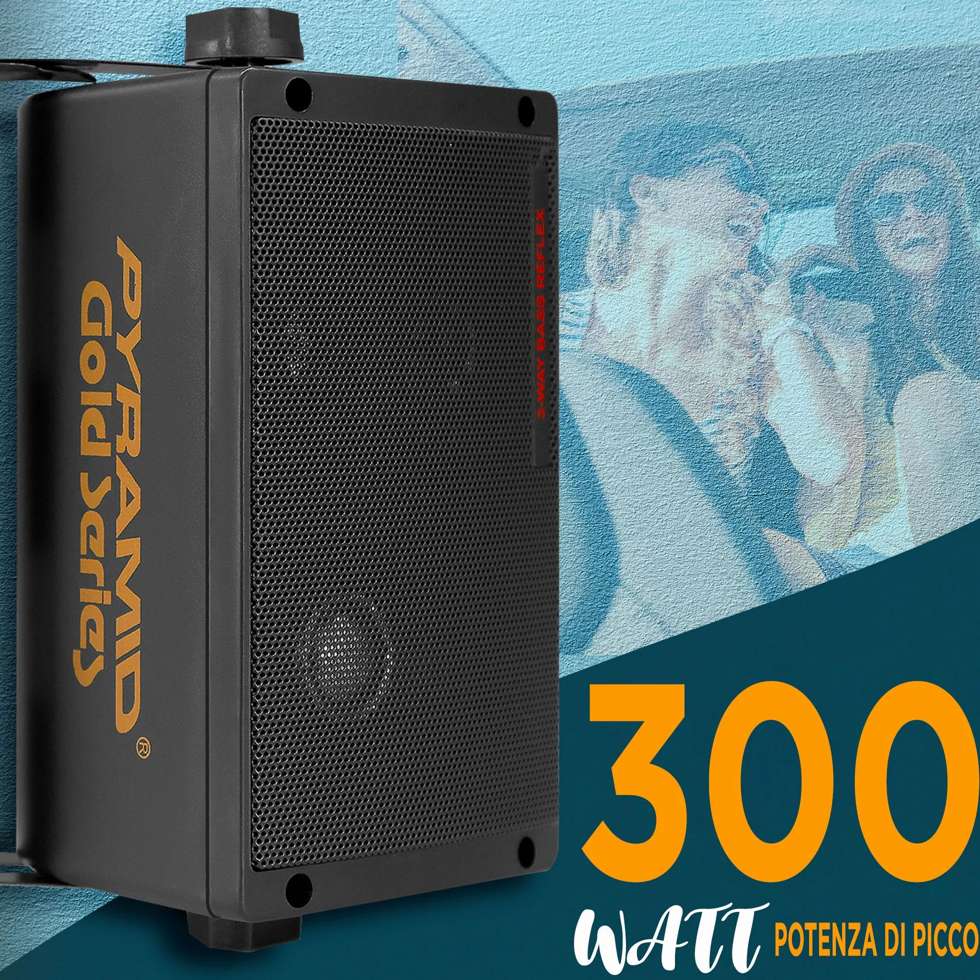 Pyramid Casse Audio Speaker 300 Watt Sistema Altoparlanti 3 Vie Montabile Diffusori Esterni Interni