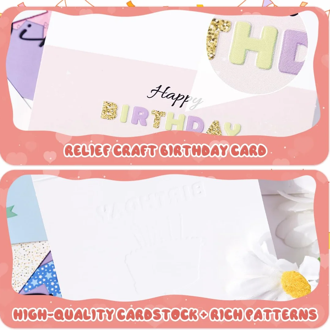 Biglietti Auguri Compleanno 20 Pezzi con Busta e Adesivi, Cartoline Compleanno Divertenti per Uomini Donne Bambini
