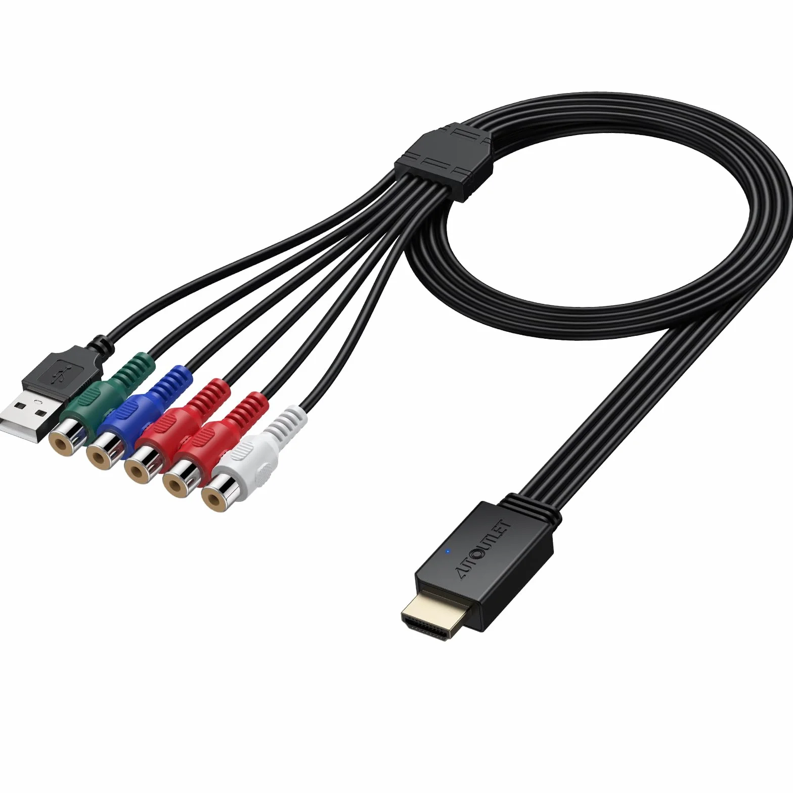 AUTOUTLET Convertitore YPbPr a HDMI, Adattatore Component a HDMI, Supporta 1080P, LPCM 2.0, PS2/Wii/Xbox 360