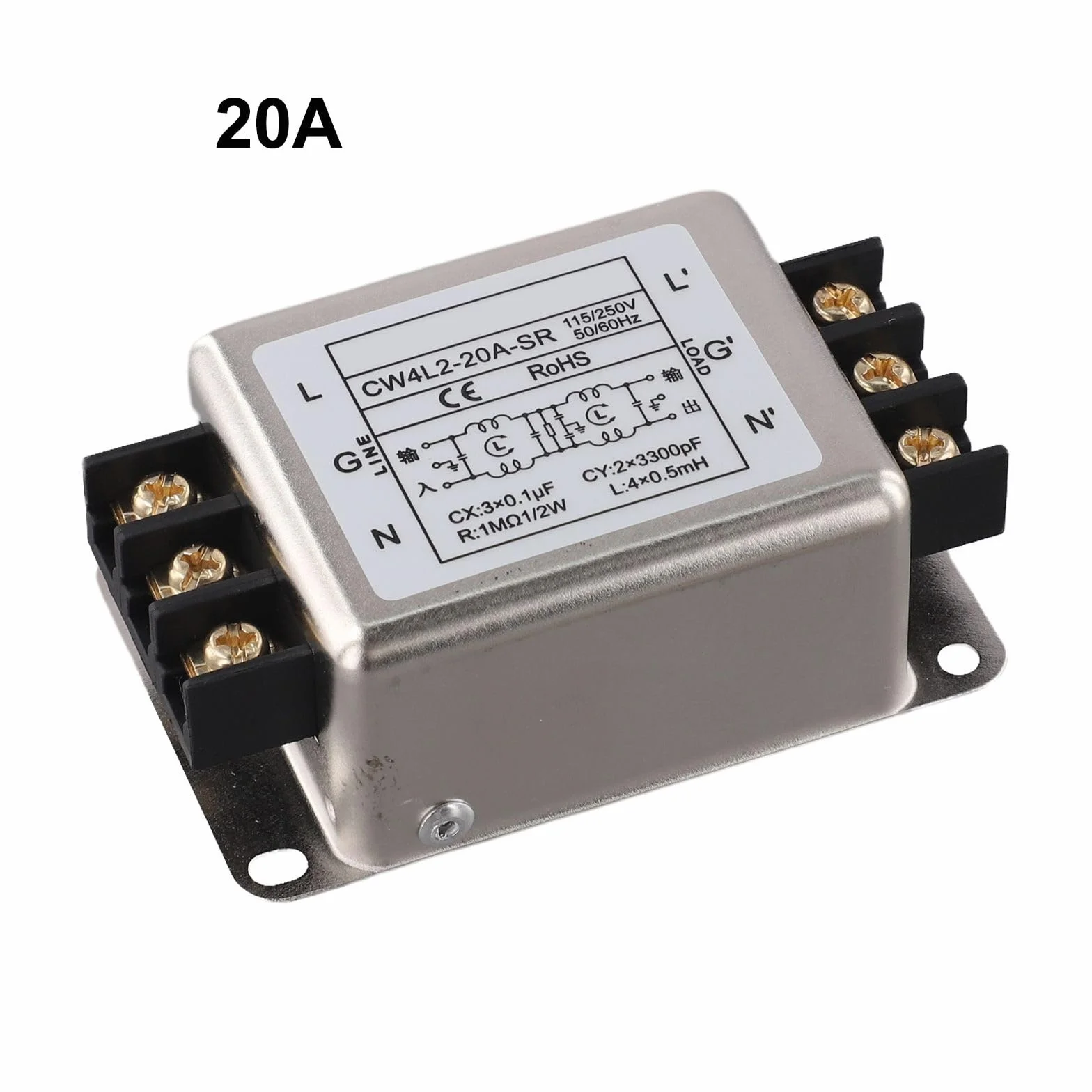 Filtro di alimentazione anti-interferenza 1 fase 2 stadi CW4L2 20A