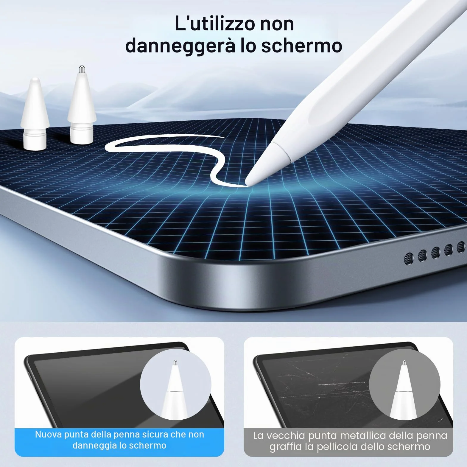 Punta per Apple Pencil 1a/2a Generazione 4 Pezzi Accessori di Ricambio iPencil Alta Sensibilità