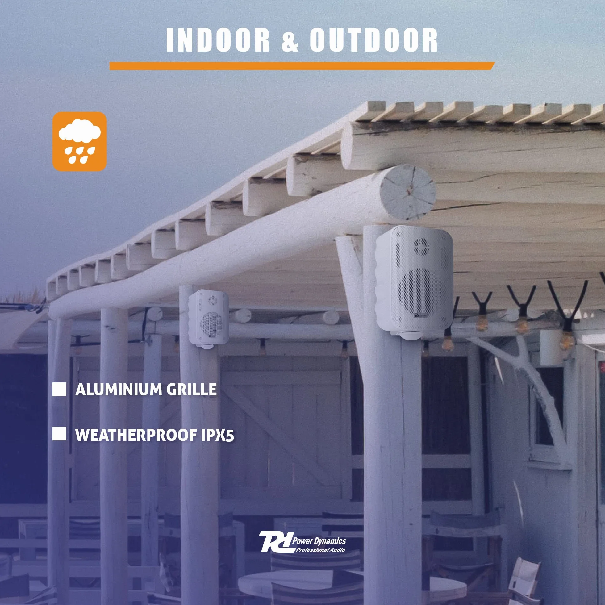 COPPIA DIFFUSORI 60W ALTOPARLANTI PARETE TENUTA STAGNA IP56 PER ESTERNO BIANCHE