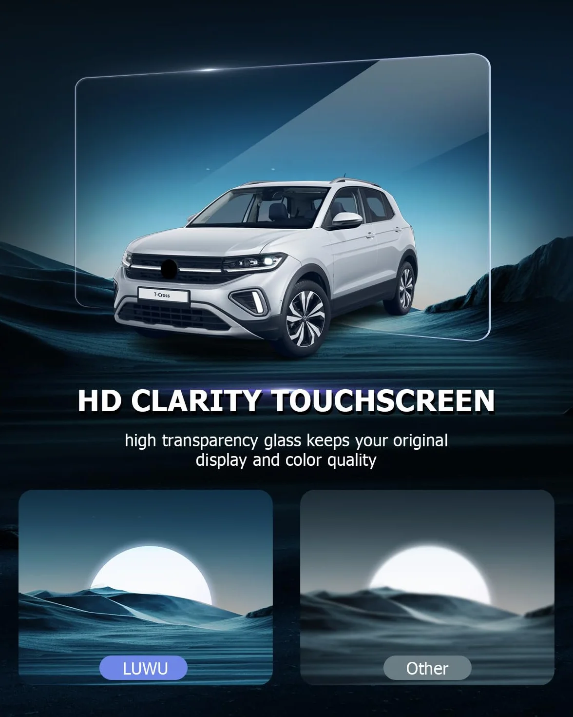 Pellicola Protettiva Vetro Temperato 9H 8 Pollici per VW T-Cross 2019-2025 Antigraffio