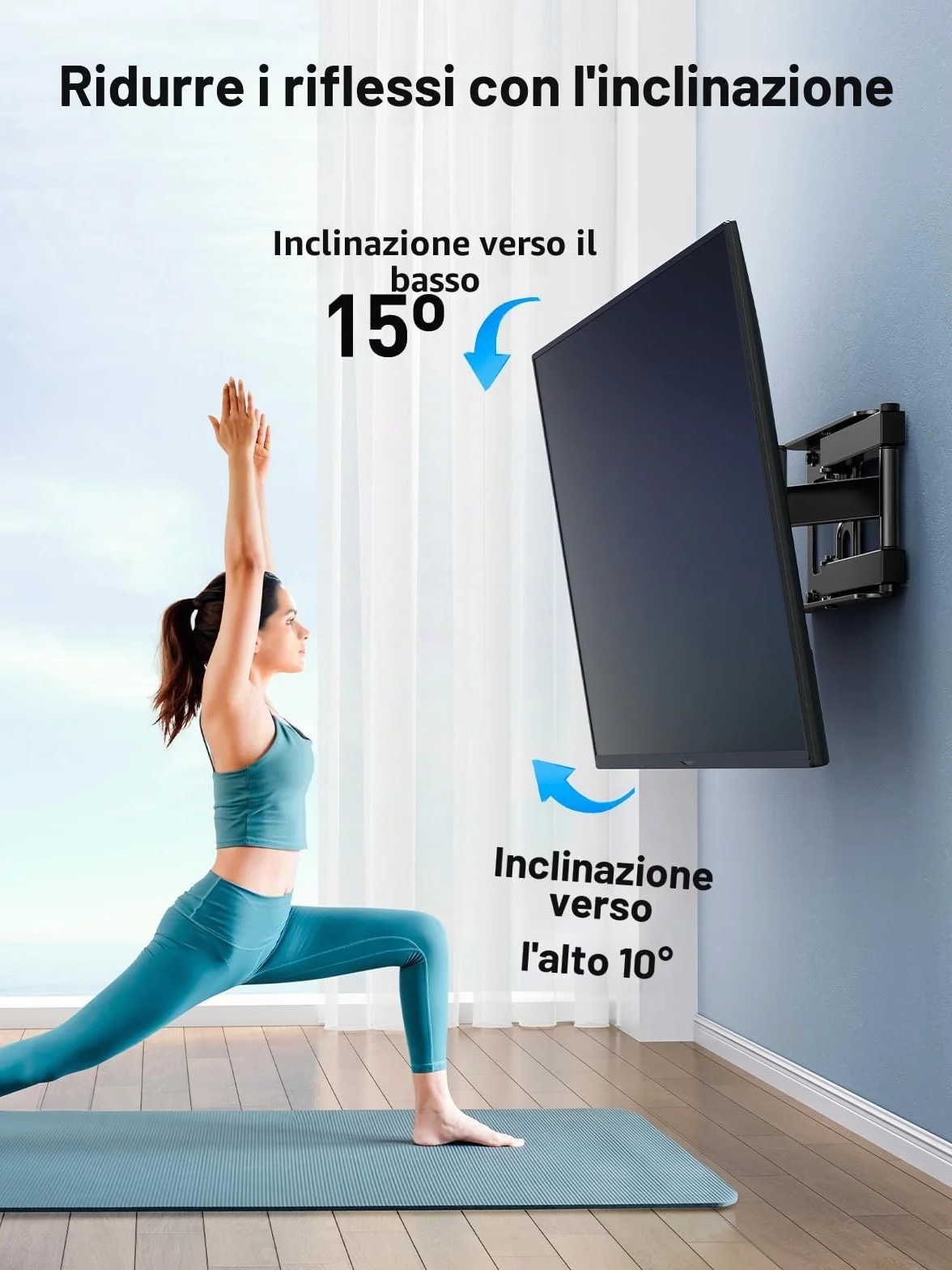 PERLESMITH Supporto TV Parete Girevole Estendibile 26-60 Pollici 40 kg VESA 400x400 mm PSMFK10