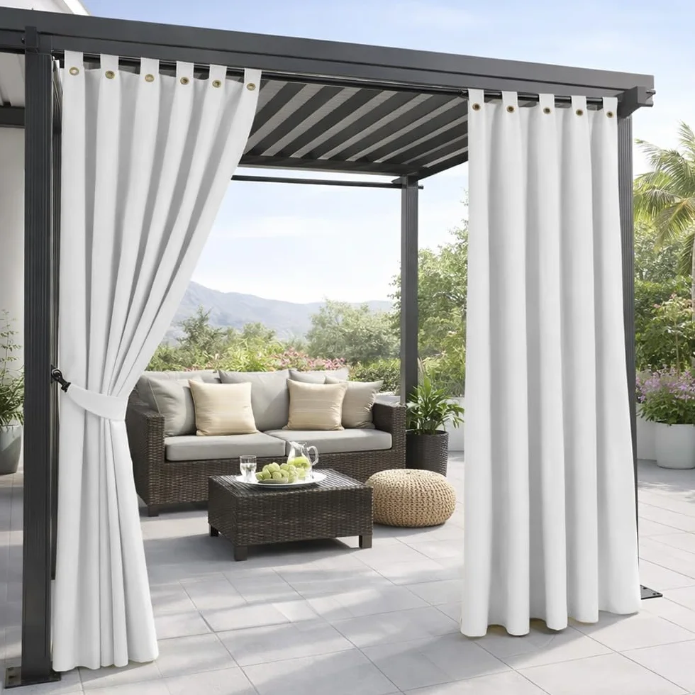 Paramaison Tenda per Esterno Impermeabile e Oscurante First, per Gazebo e Pergolato, Idrorepellente | 150 x 220 cm - Bianco| con Bretella Apribile a Bottone