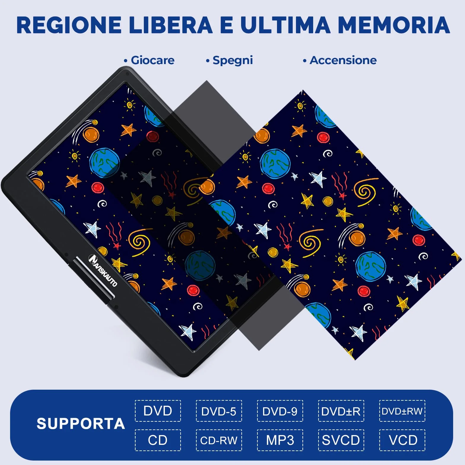 NAVISKAUTO Lettore DVD Portatile 17,5 Pollici Schermo 16 Pollici HDMI USB TF AV OUT Region Free