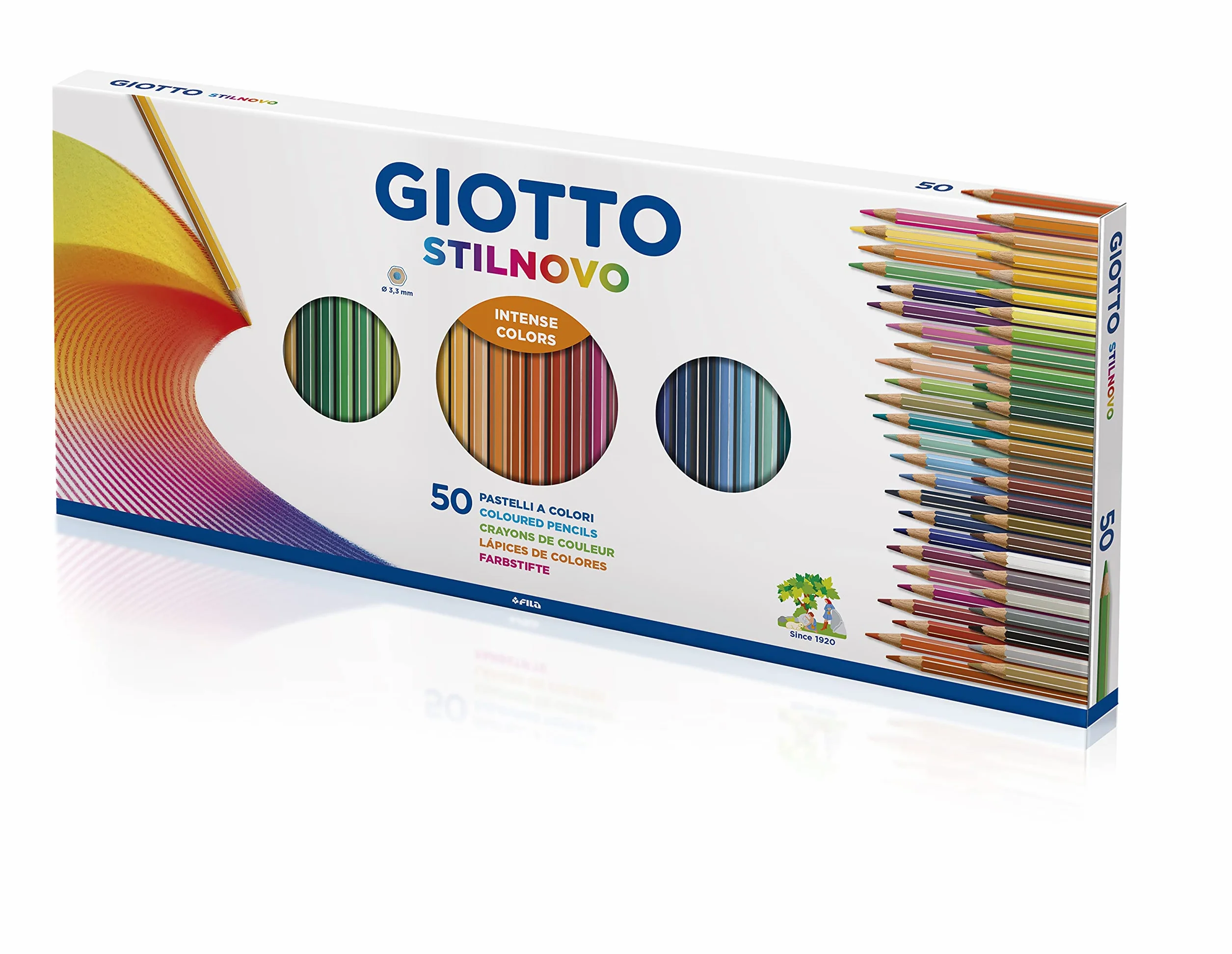 GIOTTO Stilnovo Astuccio 50 Matite a Pastello Colorate 3.3mm Colori Intensi