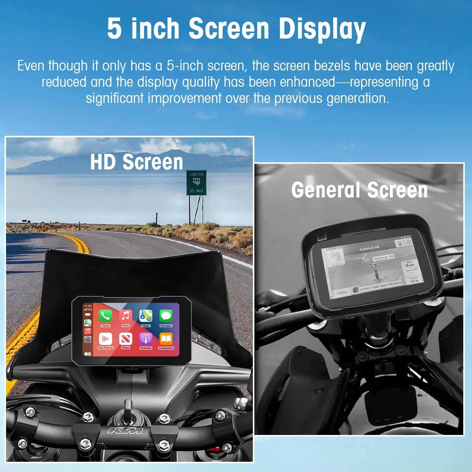 Navigatore Moto Wireless 5 Pollici CarPlay Android Auto GPS Impermeabile IP67 Bluetooth TPMS