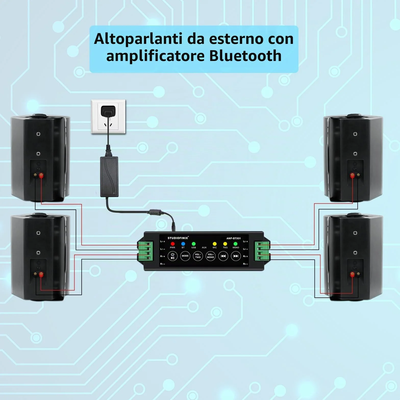 STUDIOFINIX Altoparlanti 5,25 pollici 600 watt Bluetooth per interni ed esterni