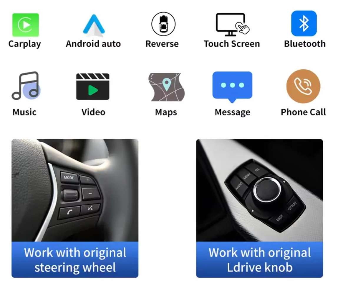 BMW Serie 1 F20 F21 Serie 3 F30 F31 F34 Serie 4 F32 F33 F34 CTB 10.25" CarPlay Android Auto Schermo Touch Retrofit Plug & Play