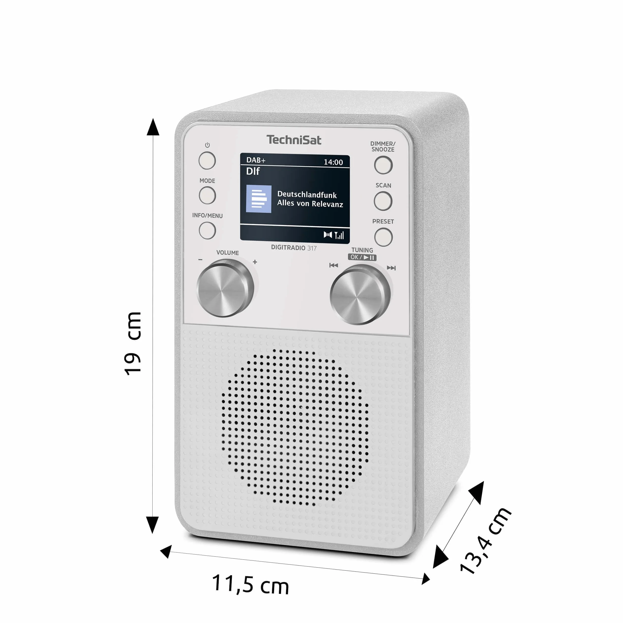 TechniSat DIGITRADIO 317 Radio FM DAB+ Bluetooth Streaming Sveglia Timer Display 2,4 Pollici 3W Bianco