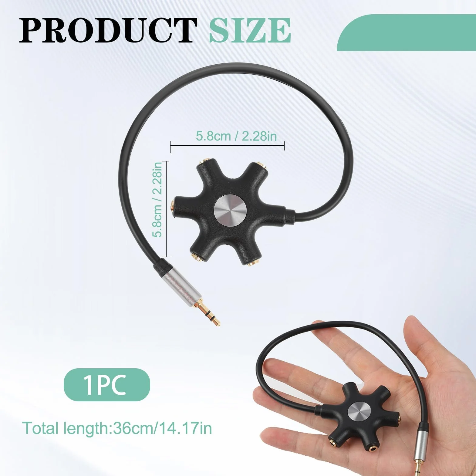 Splitter jack 3,5 mm 5 porte per auricolari multipli, separatore cuffie audio compatto compatibile iPhone iPad MP3 tablet