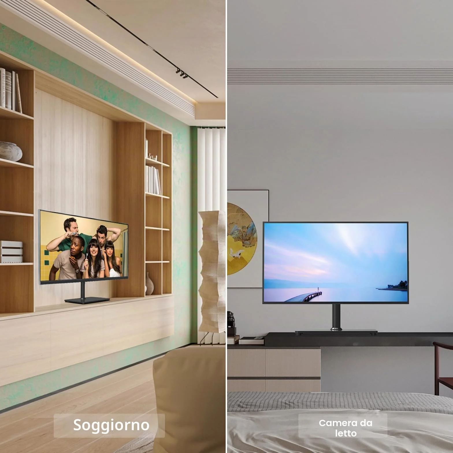 GRIFEMA GB1005-1 Supporto TV per schermi 13-32 pollici piatte curve plasma OLED LCD LED, regolabile rotazione altezza, fino 10 kg, VESA 100x100 mm