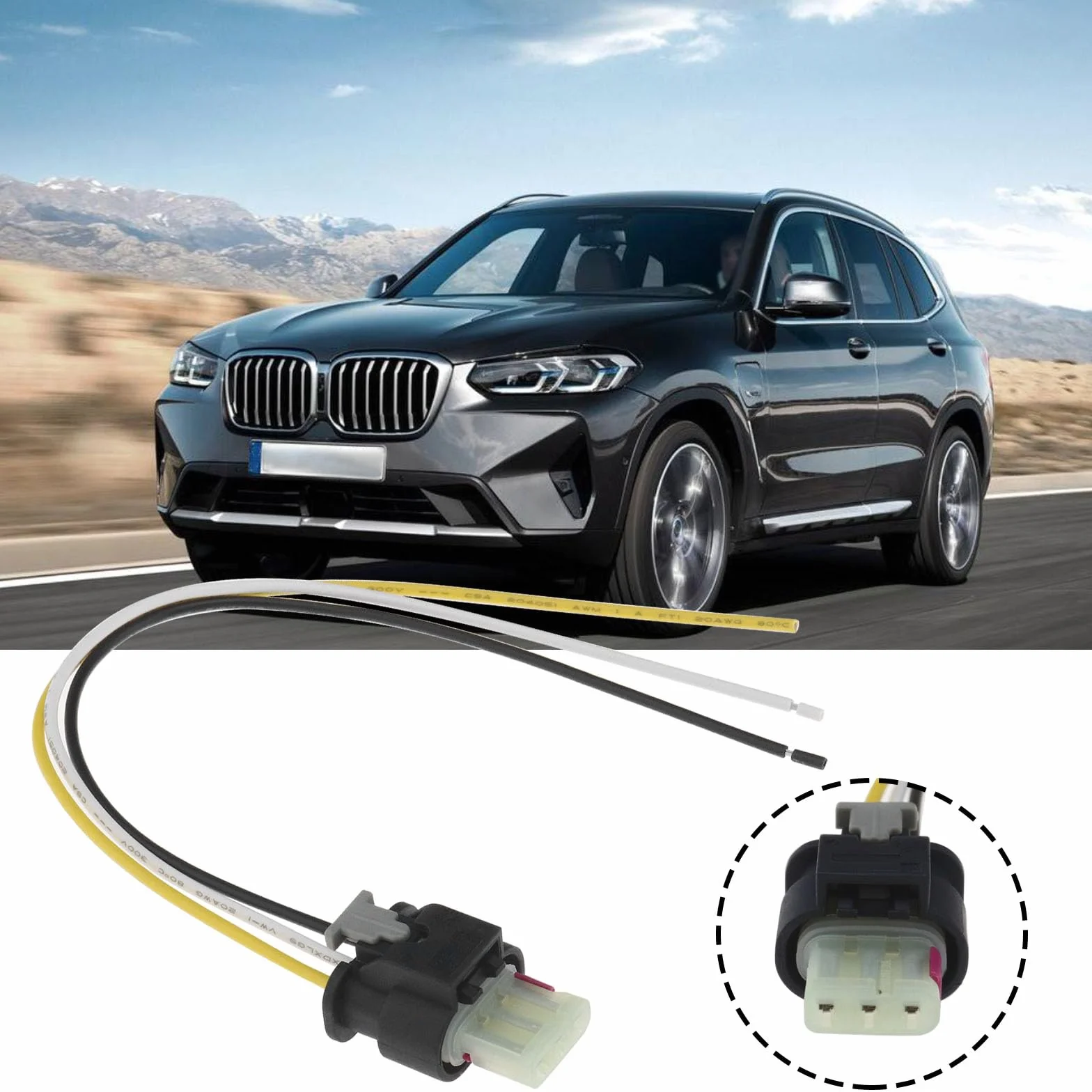 Connettore sensore di parcheggio PDC a 3 pin 2359997 compatibile con BMW X3 F25 X5 E70 F10 F11 15 cm