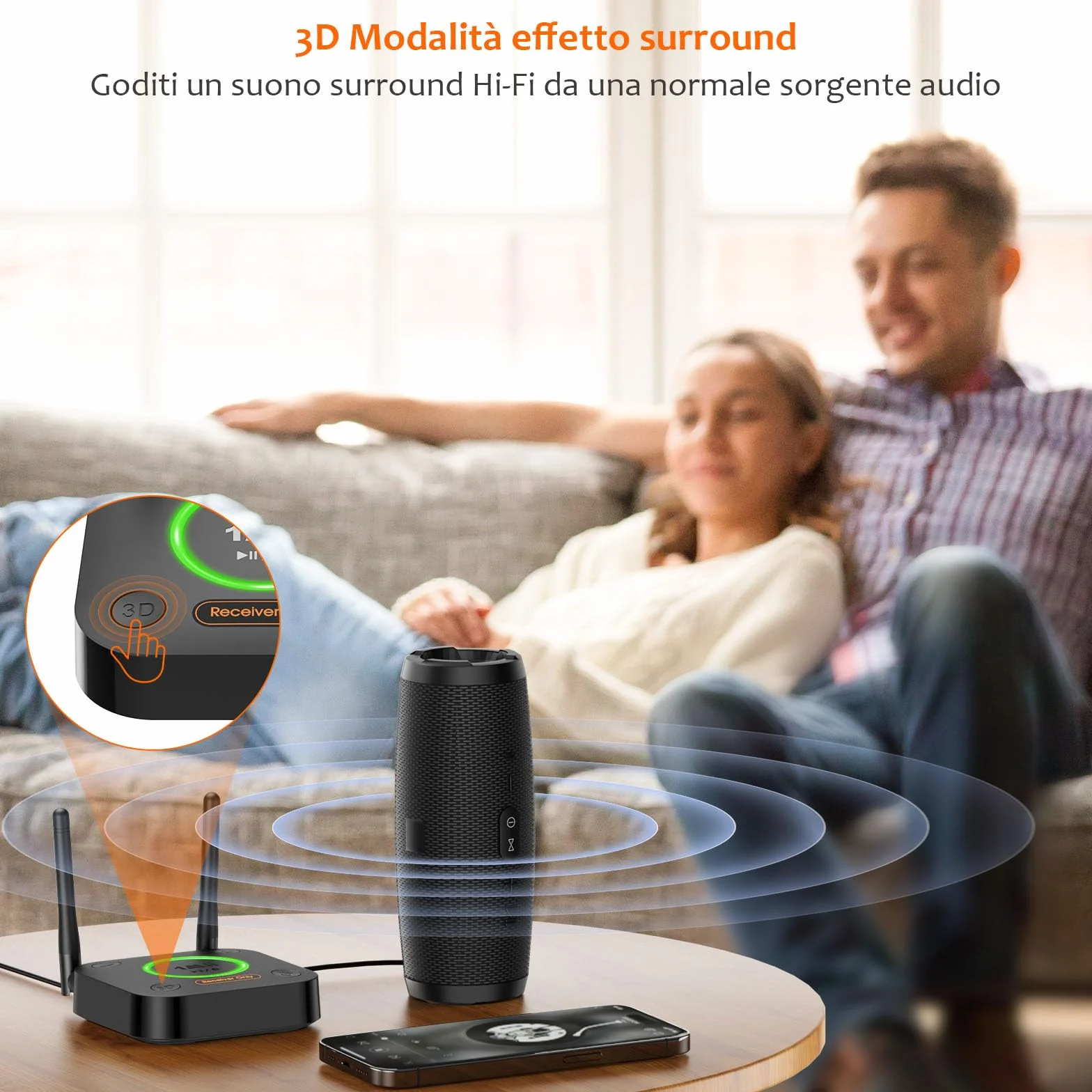 1Mii Ricevitore Bluetooth 5.3 HiFi, Adattatore Audio aptX Bassa Latenza Uscita Ottica Coassiale AUX RCA per Amplificatore